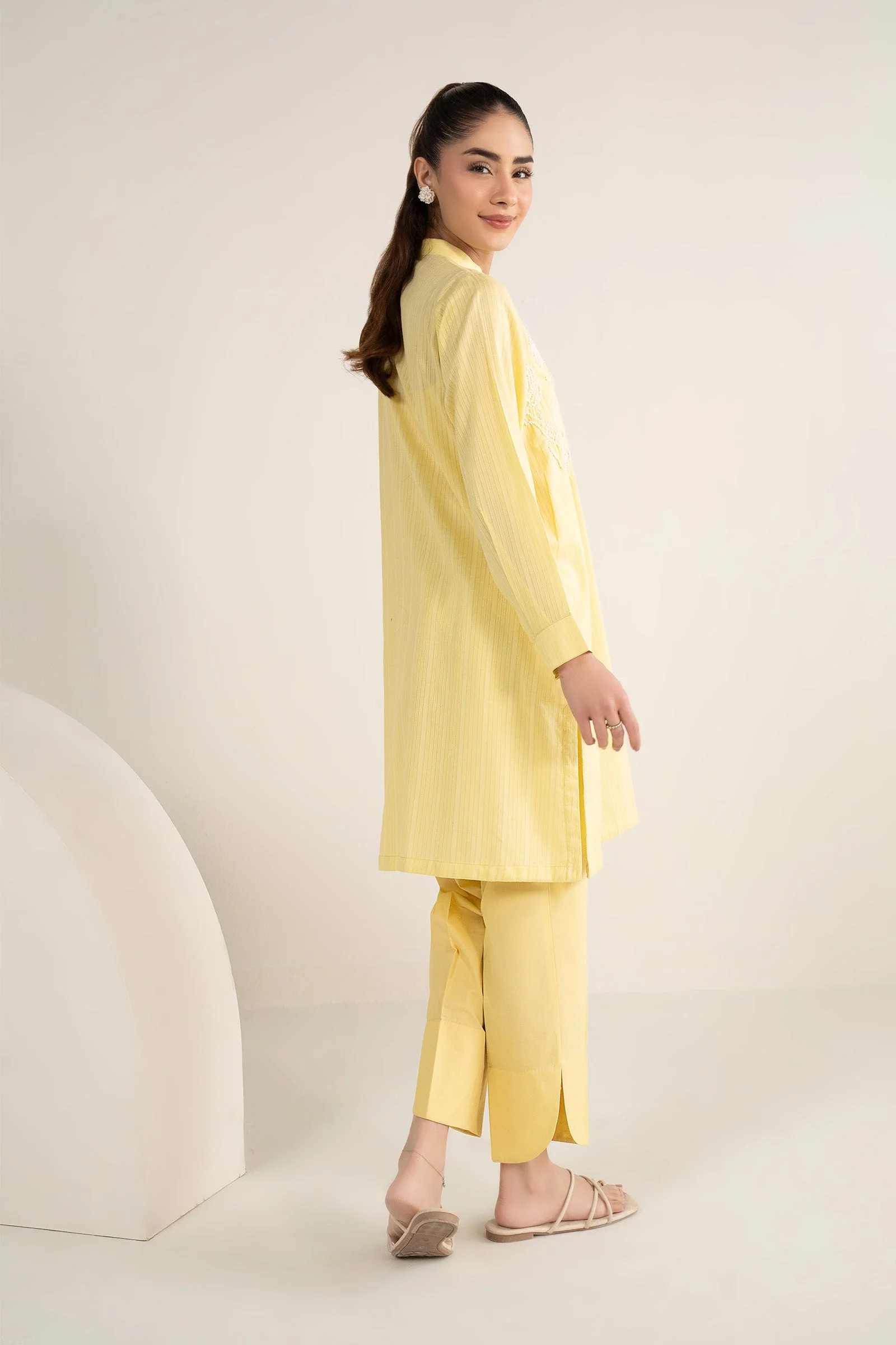 2 Pc Embroidered Cotton Stripe Suit - Image 6