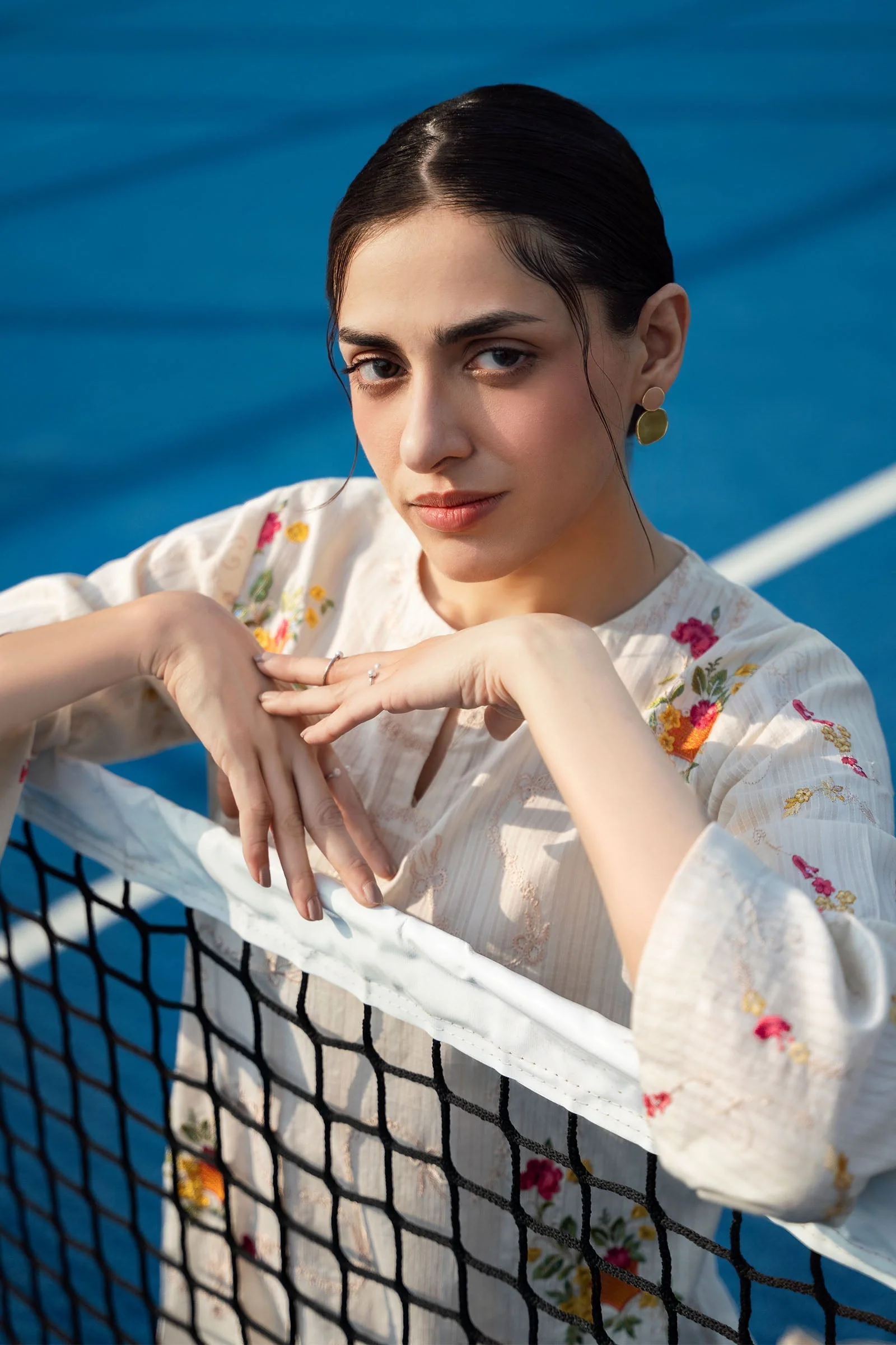 2 Pc Embroidered Cotton Stripe Suit - Image 5
