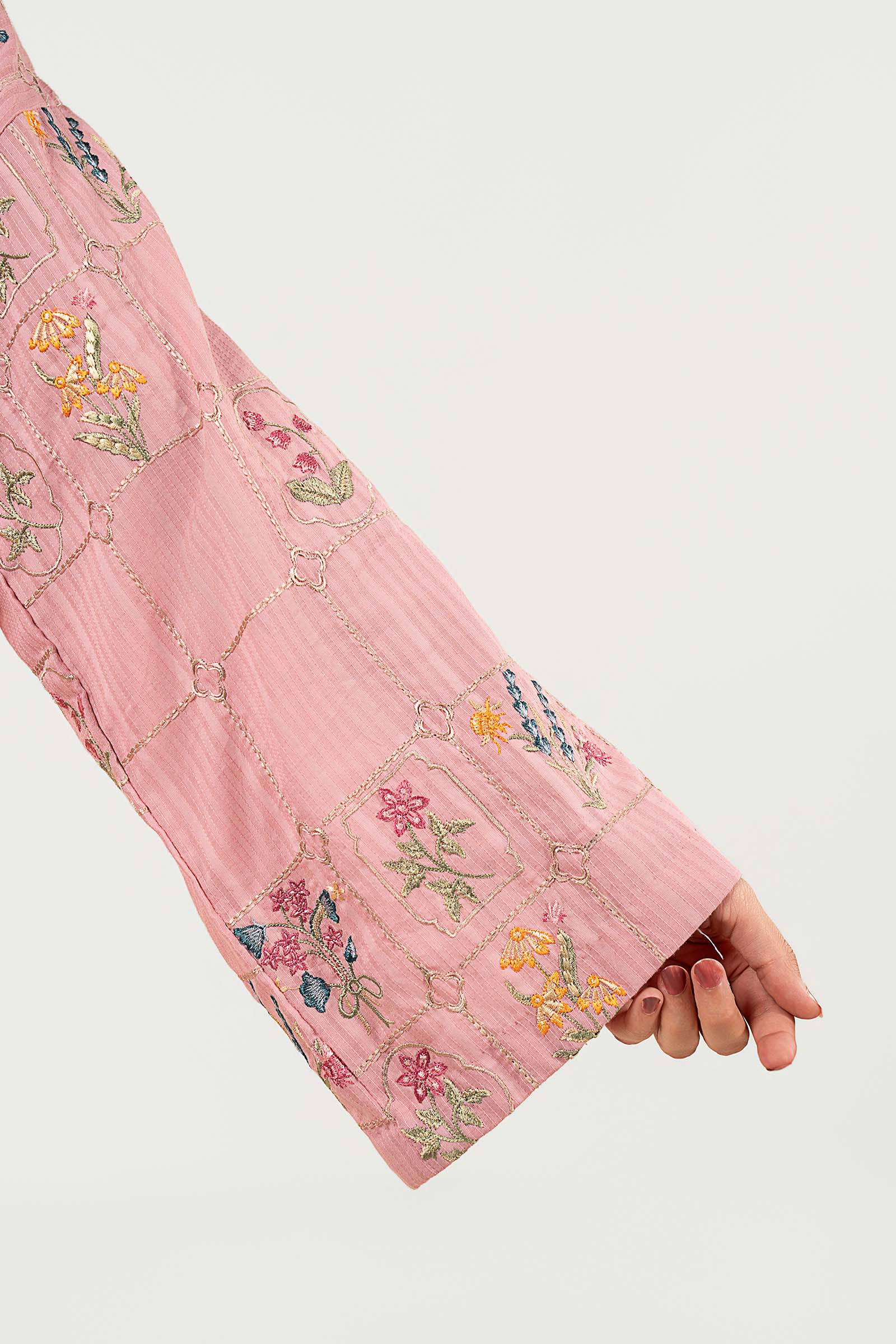 2 Pc Embroidered Cotton Stripe Suit - Image 5