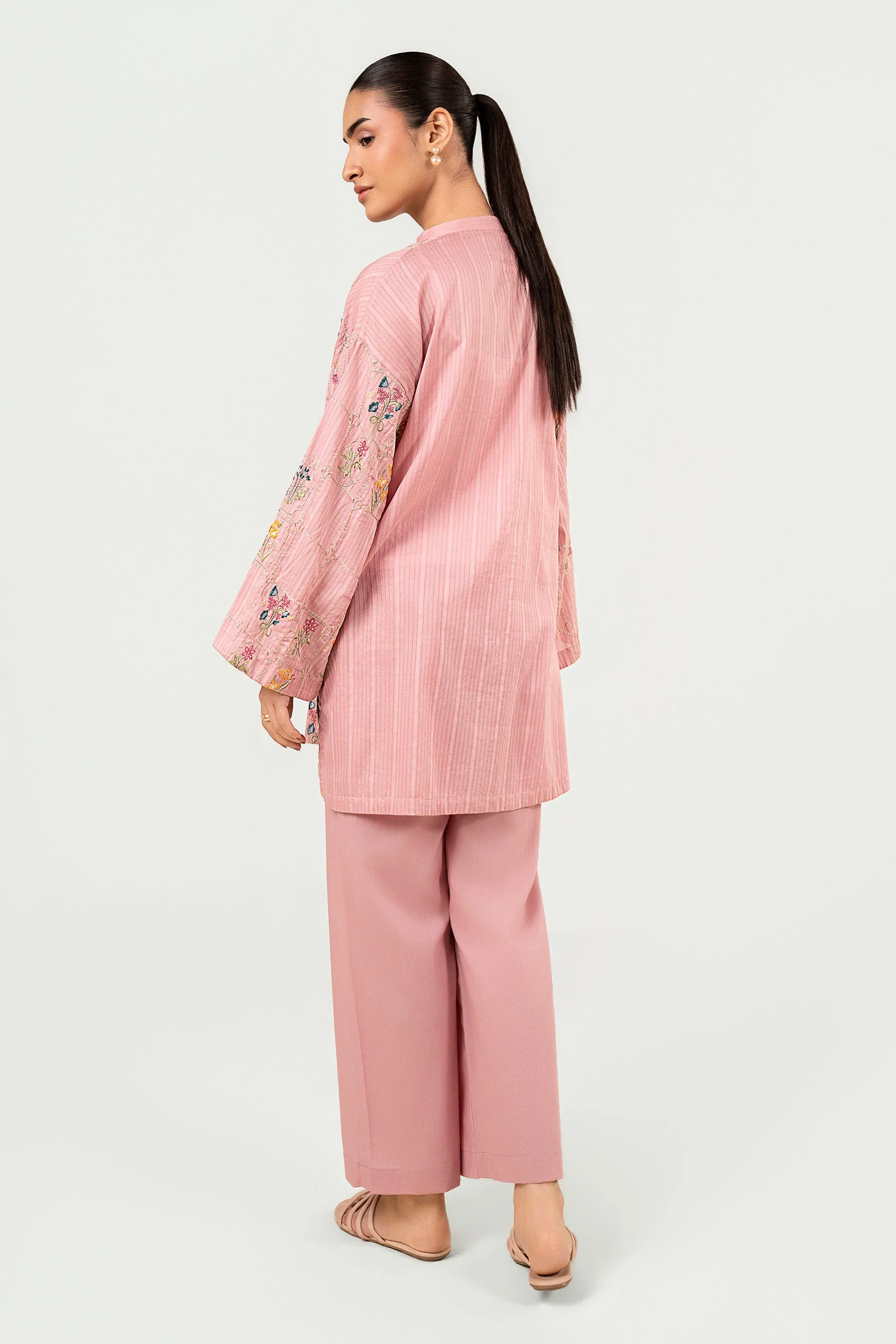 2 Pc Embroidered Cotton Stripe Suit - Image 7