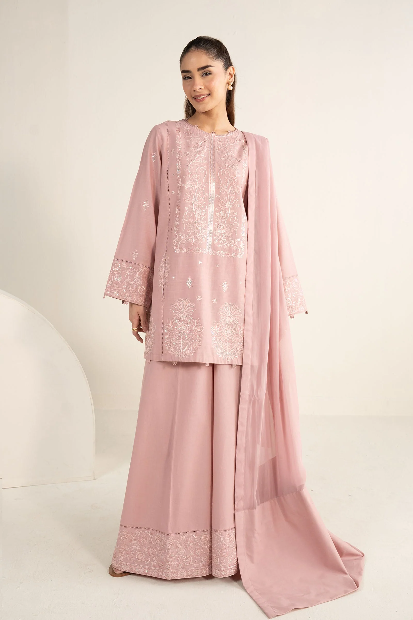 2 Pc Embroidered Arabic Lawn Suit - Image 2