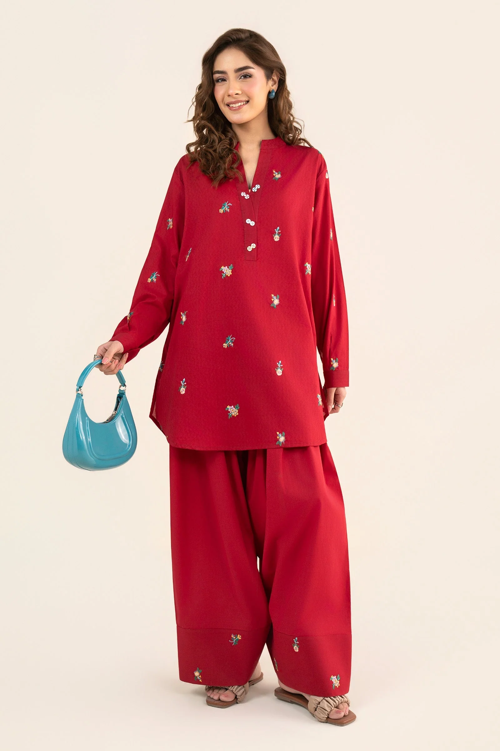 2 Pc Embroidered Dobby Cotton Suit