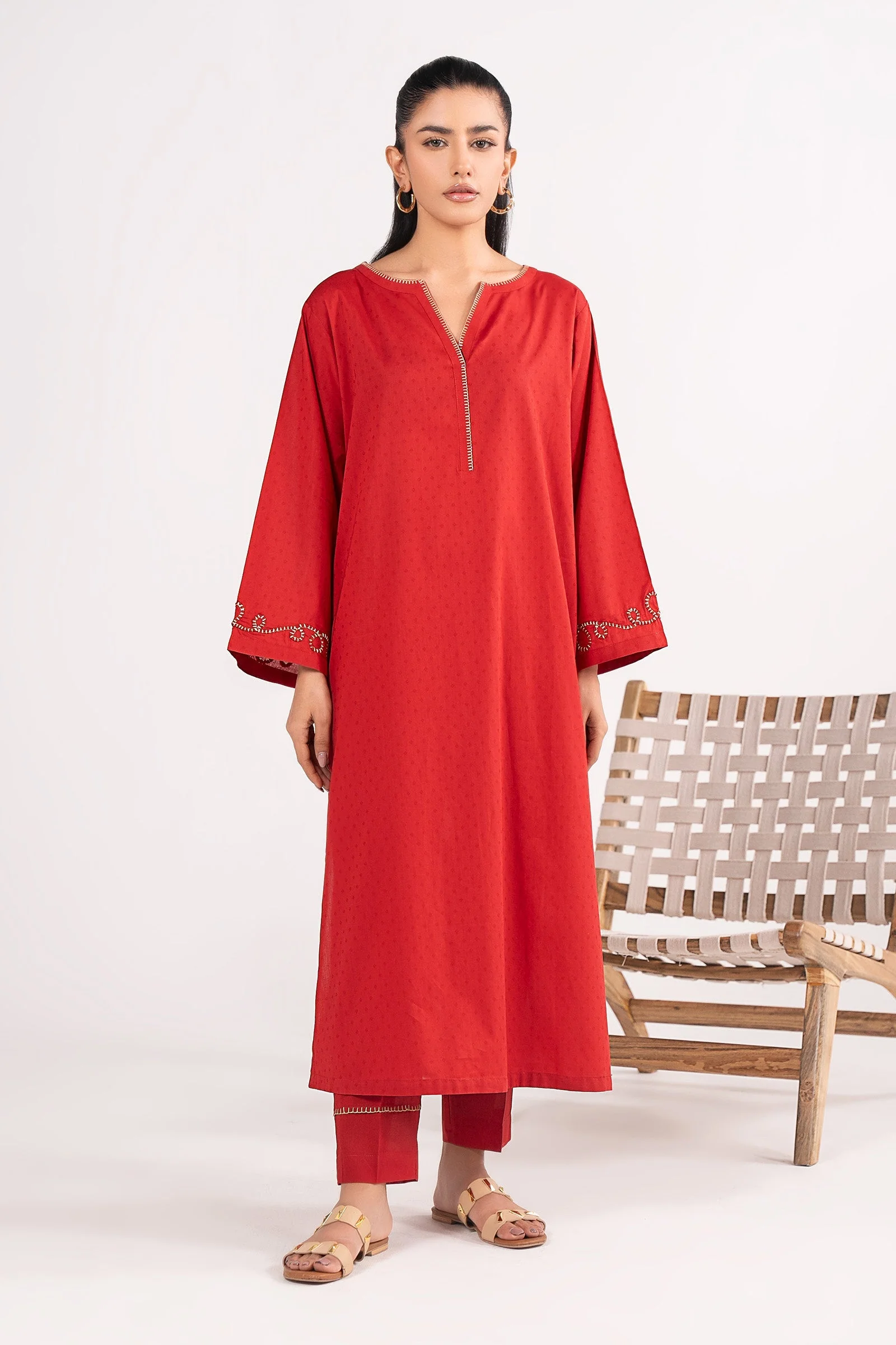 2 Pc Dyed Dobby Cotton Suit - Image 2