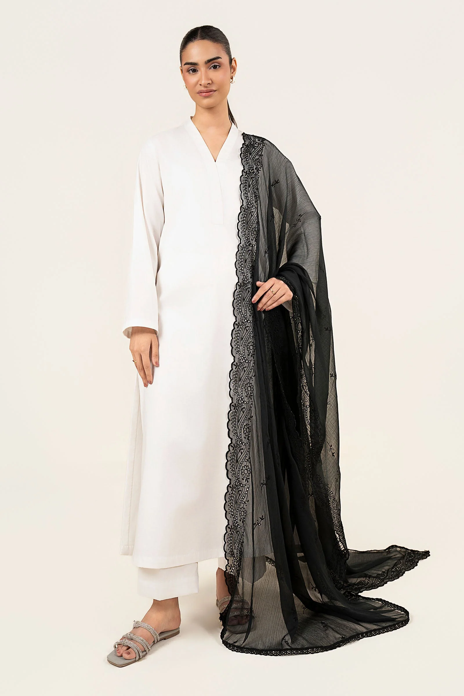Embroidered Cationic Chiffon Dupatta