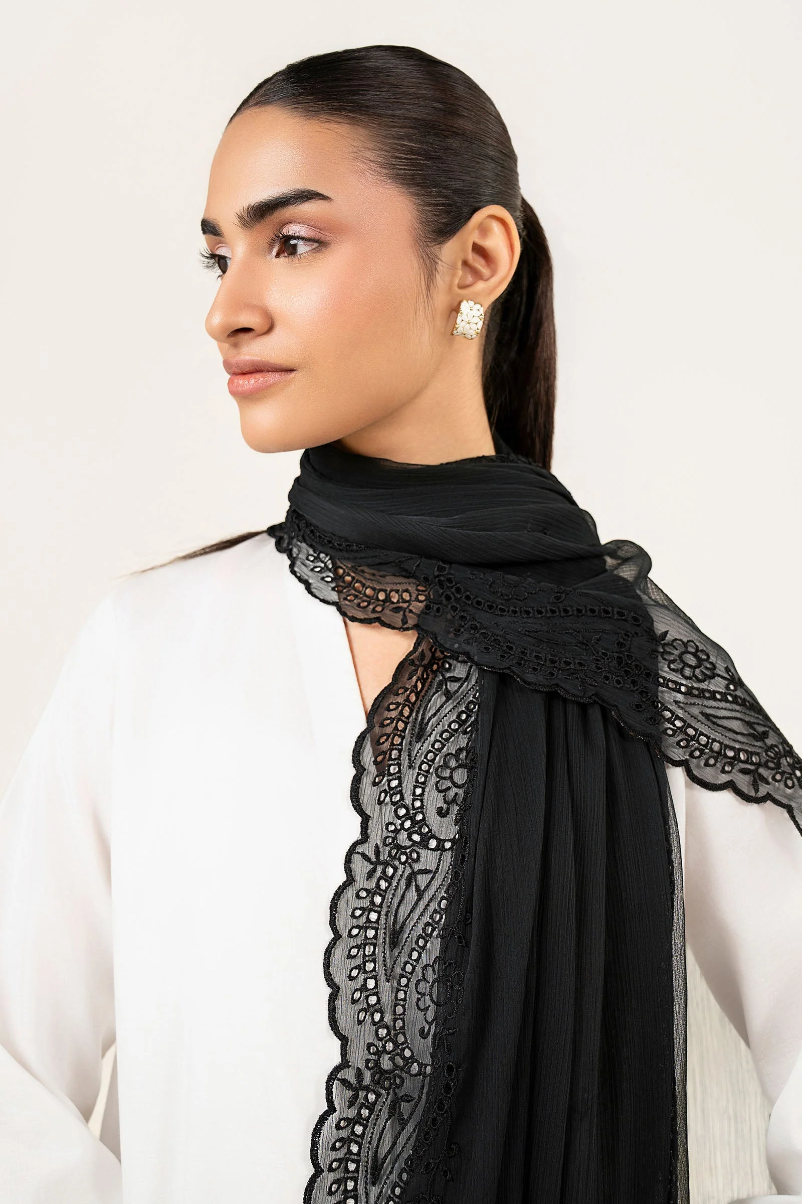 Embroidered Cationic Chiffon Dupatta - Image 2