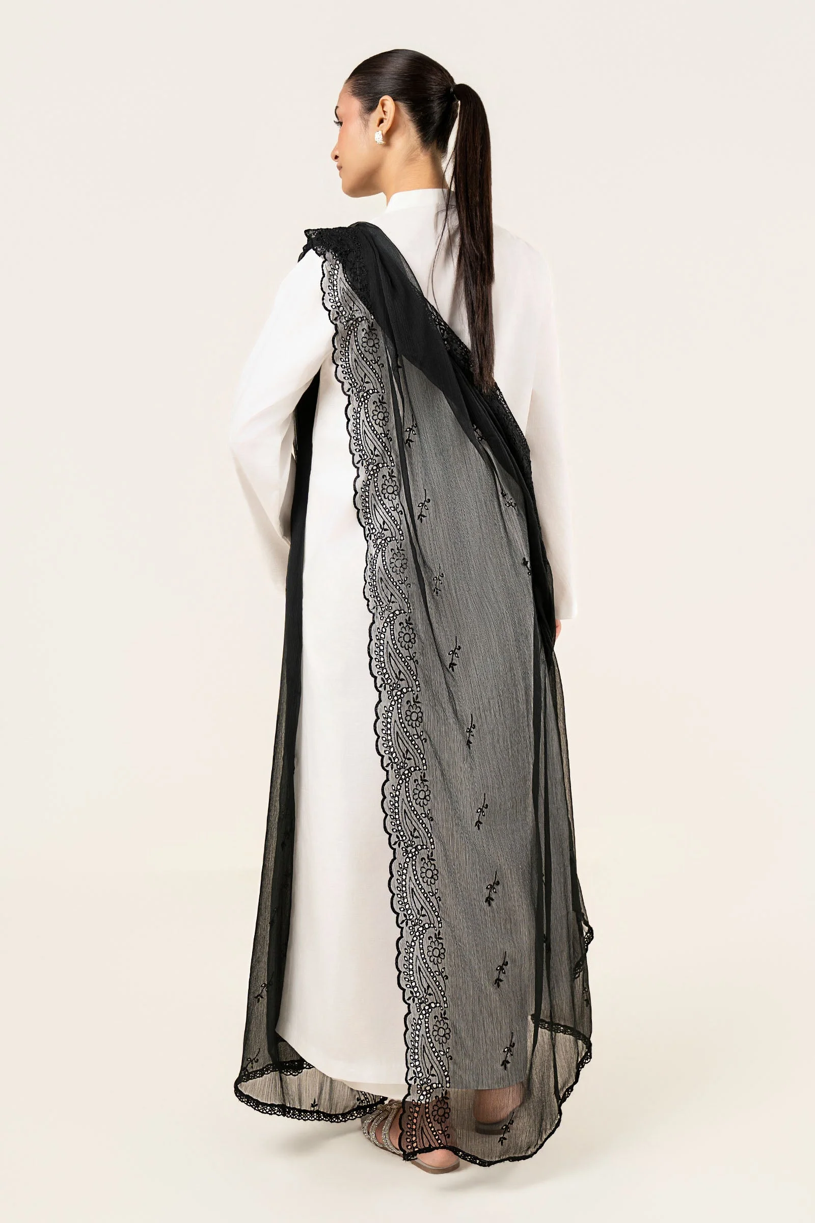 Embroidered Cationic Chiffon Dupatta - Image 4