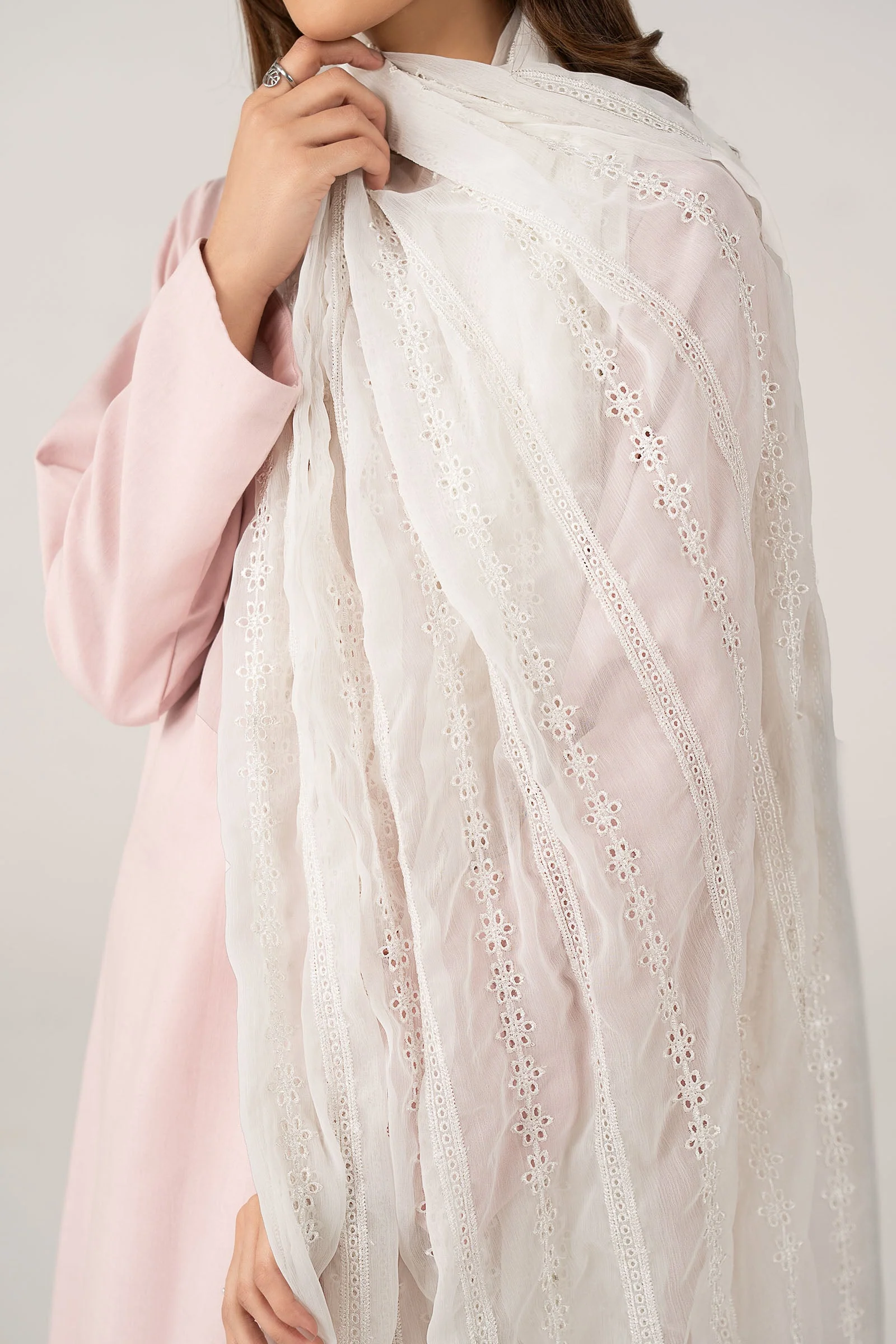 Embroidered Cationic Chiffon Dupatta - Image 4