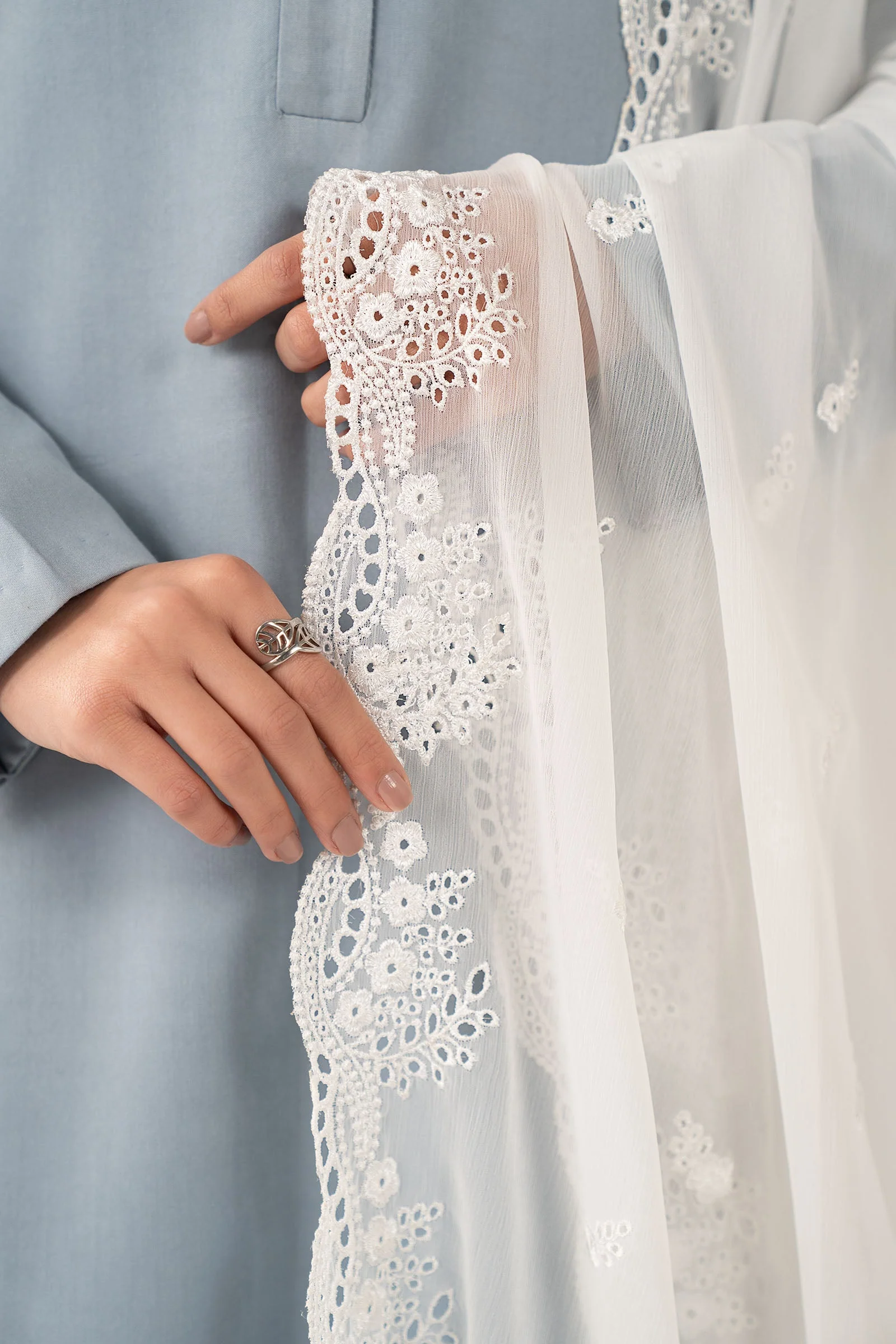 Embroidered Cationic Chiffon Dupatta - Image 2