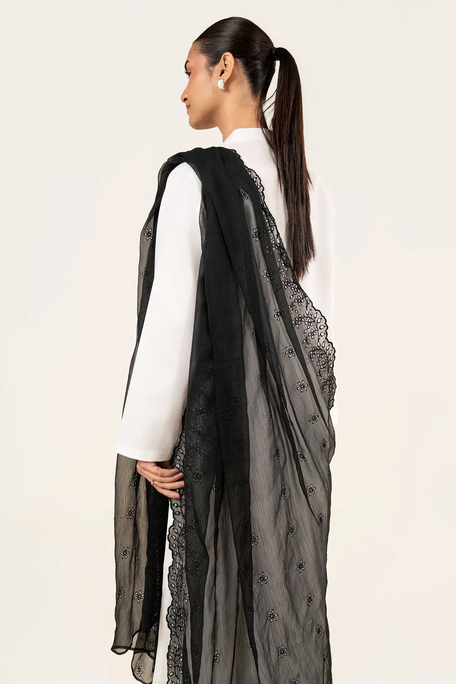 Embroidered Cationic Chiffon Dupatta - Image 3