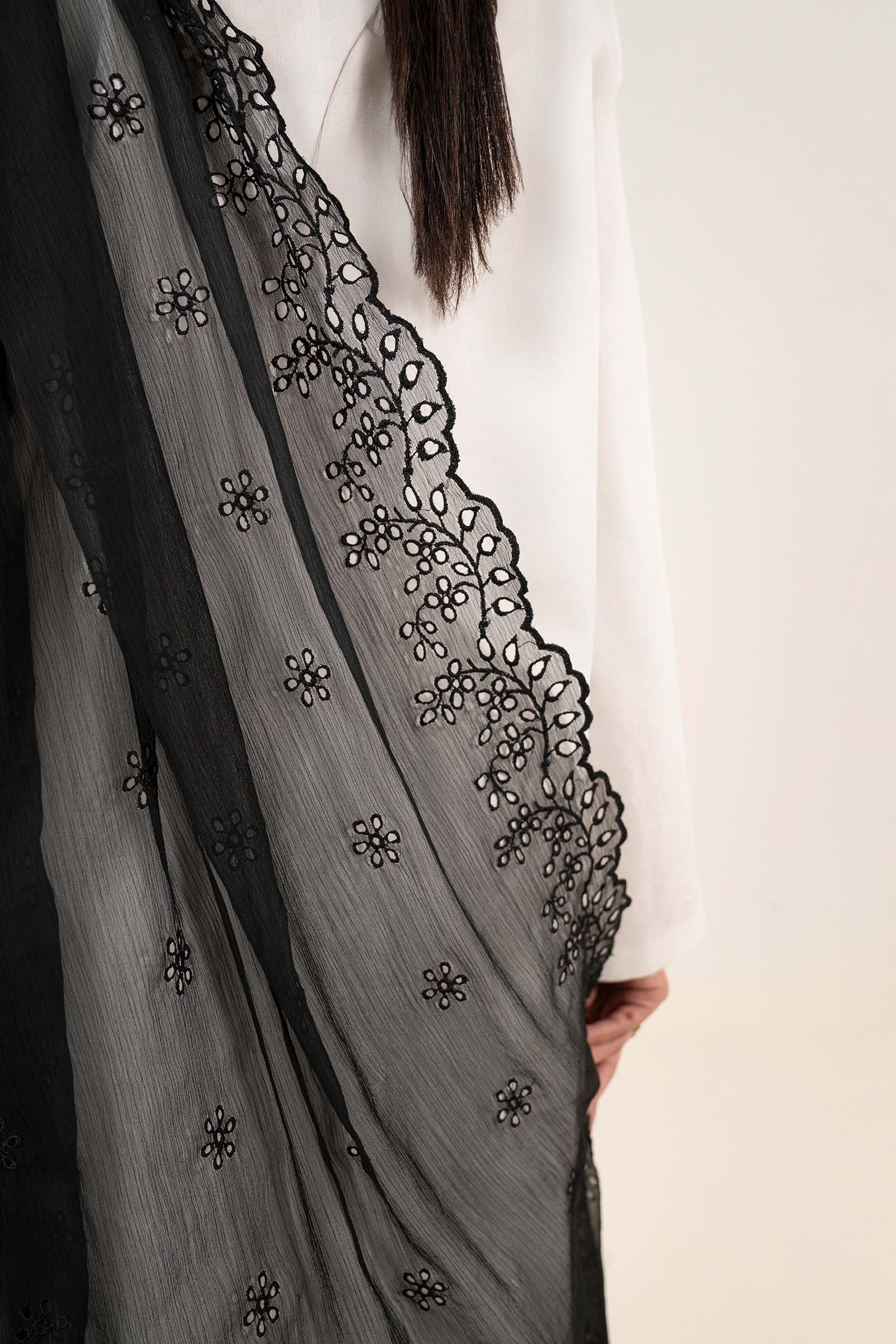 Embroidered Cationic Chiffon Dupatta - Image 4