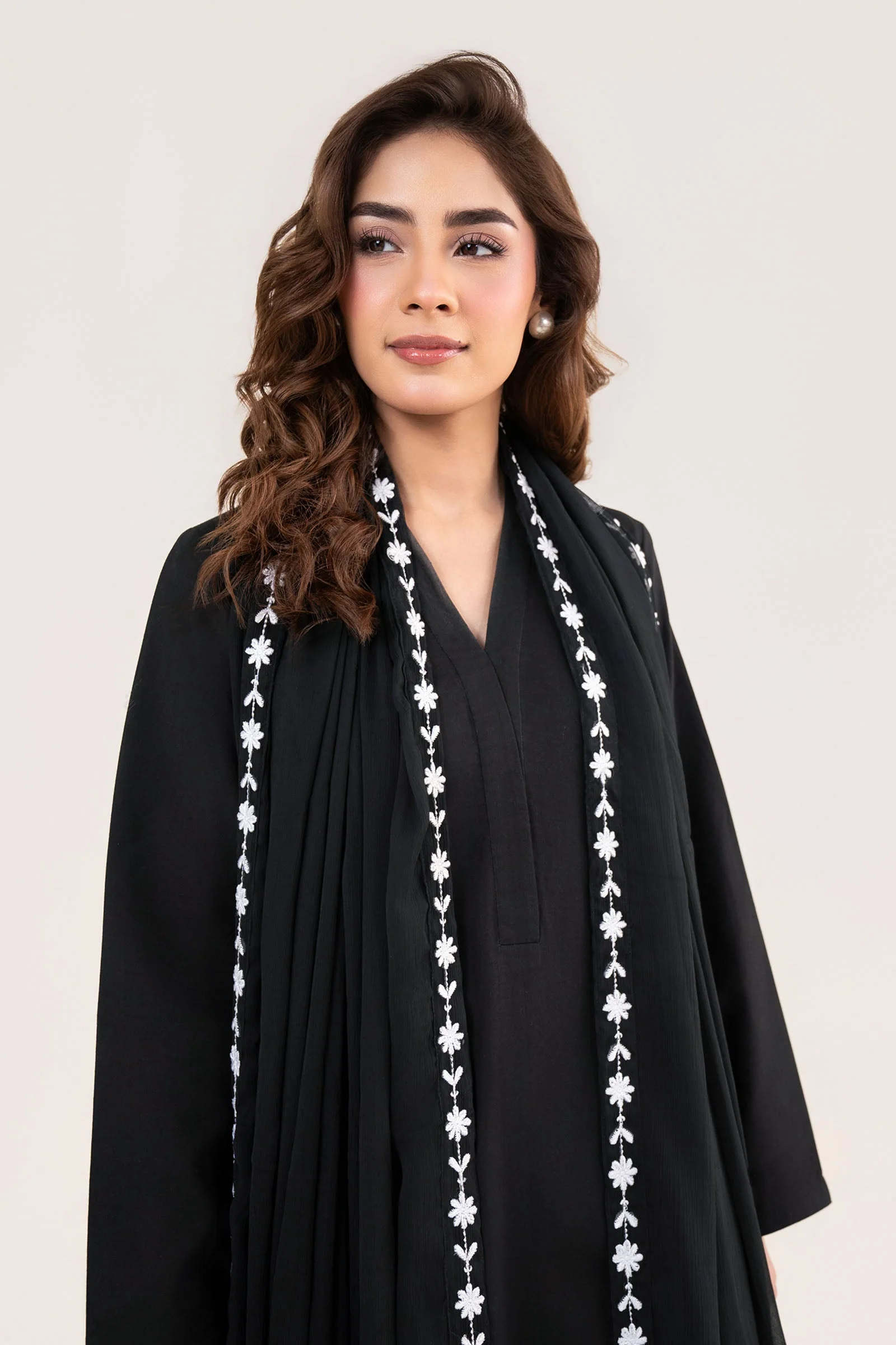 Embroidered Chiffon Dupatta - Image 2