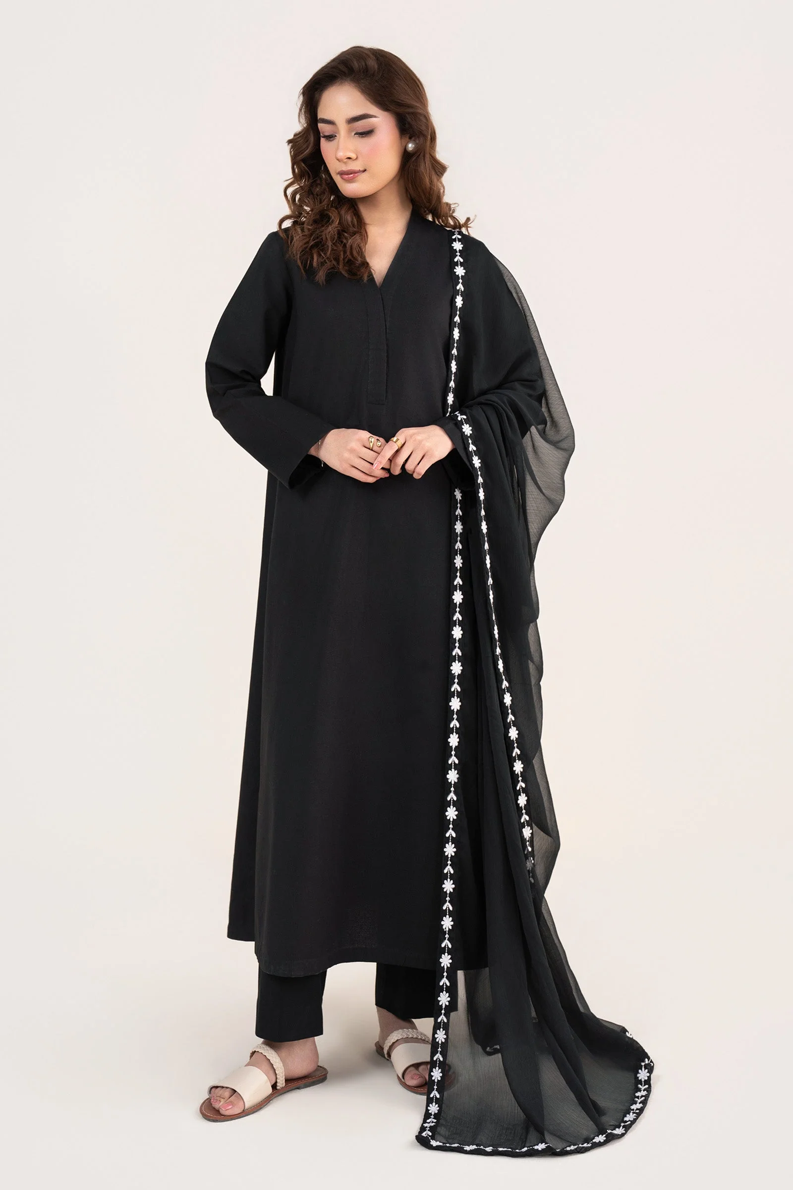 Embroidered Chiffon Dupatta - Image 3