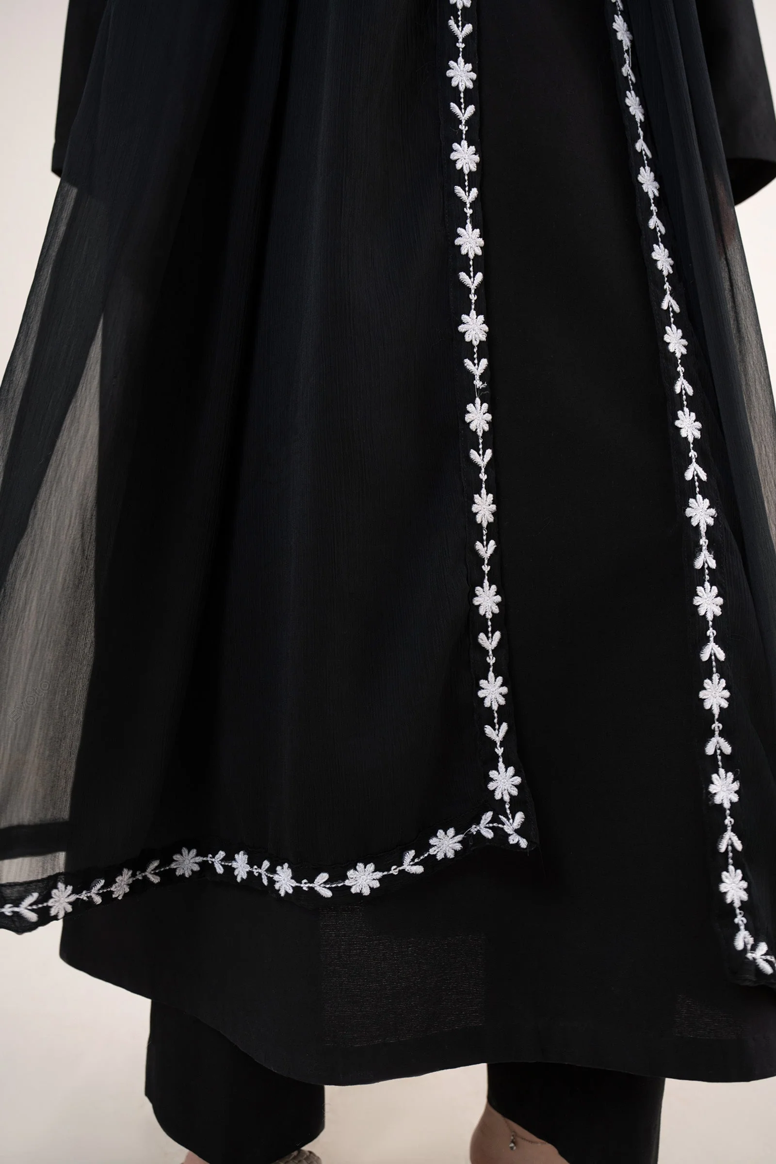 Embroidered Chiffon Dupatta - Image 5