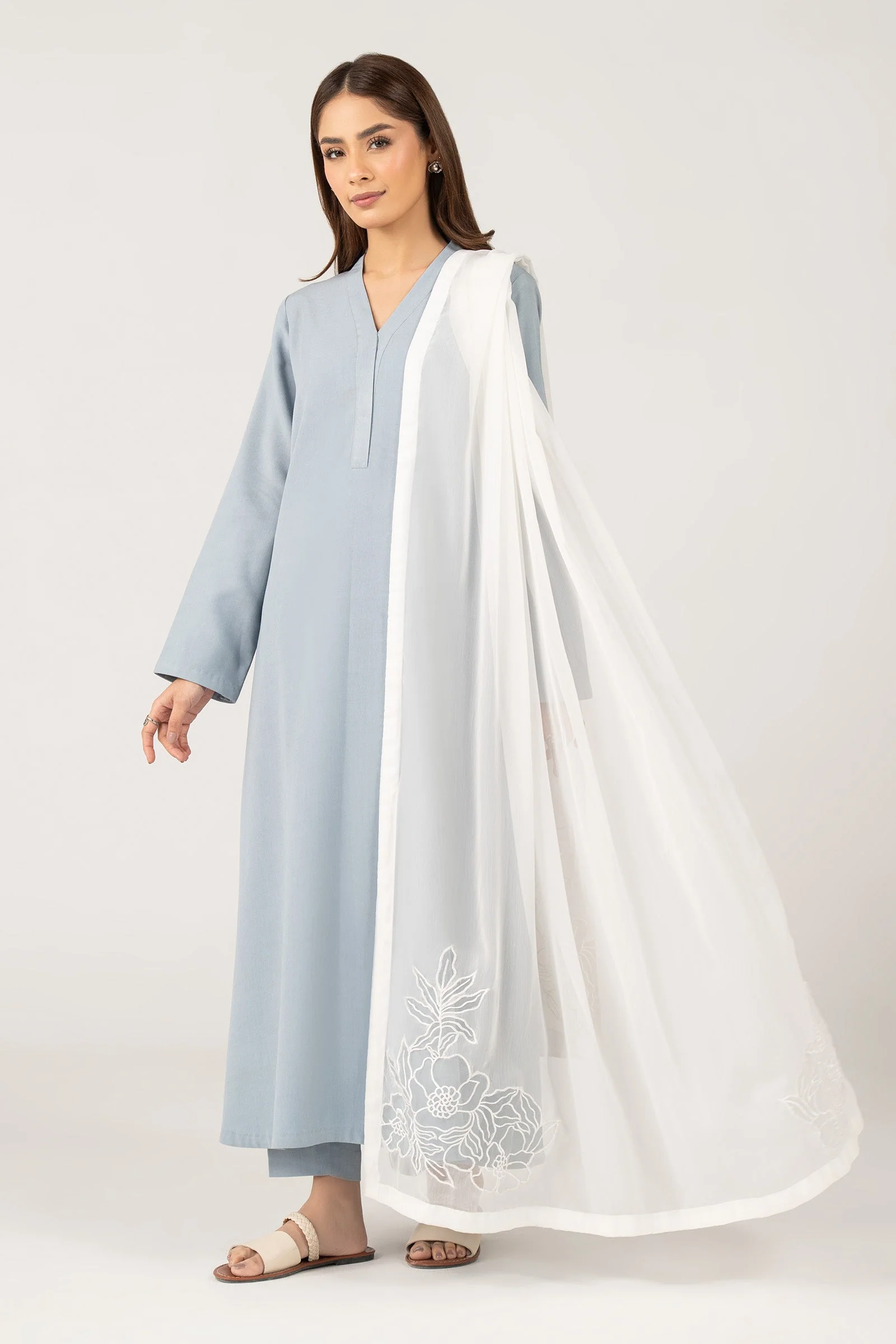 Embroidered Cationic Chiffon Dupatta