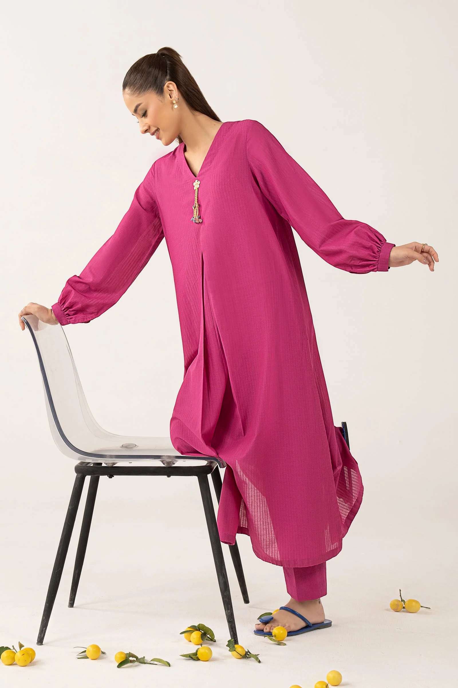 Dyed Pinstripe Cotton Shirt