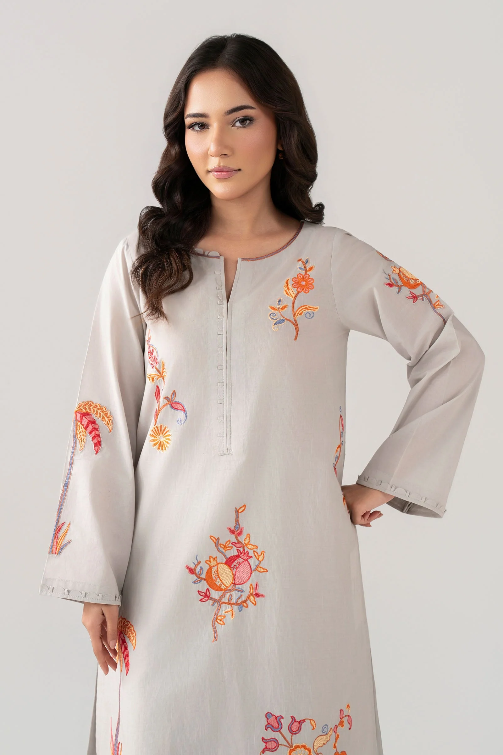 Embroidered Slub Lawn Shirt - Image 2