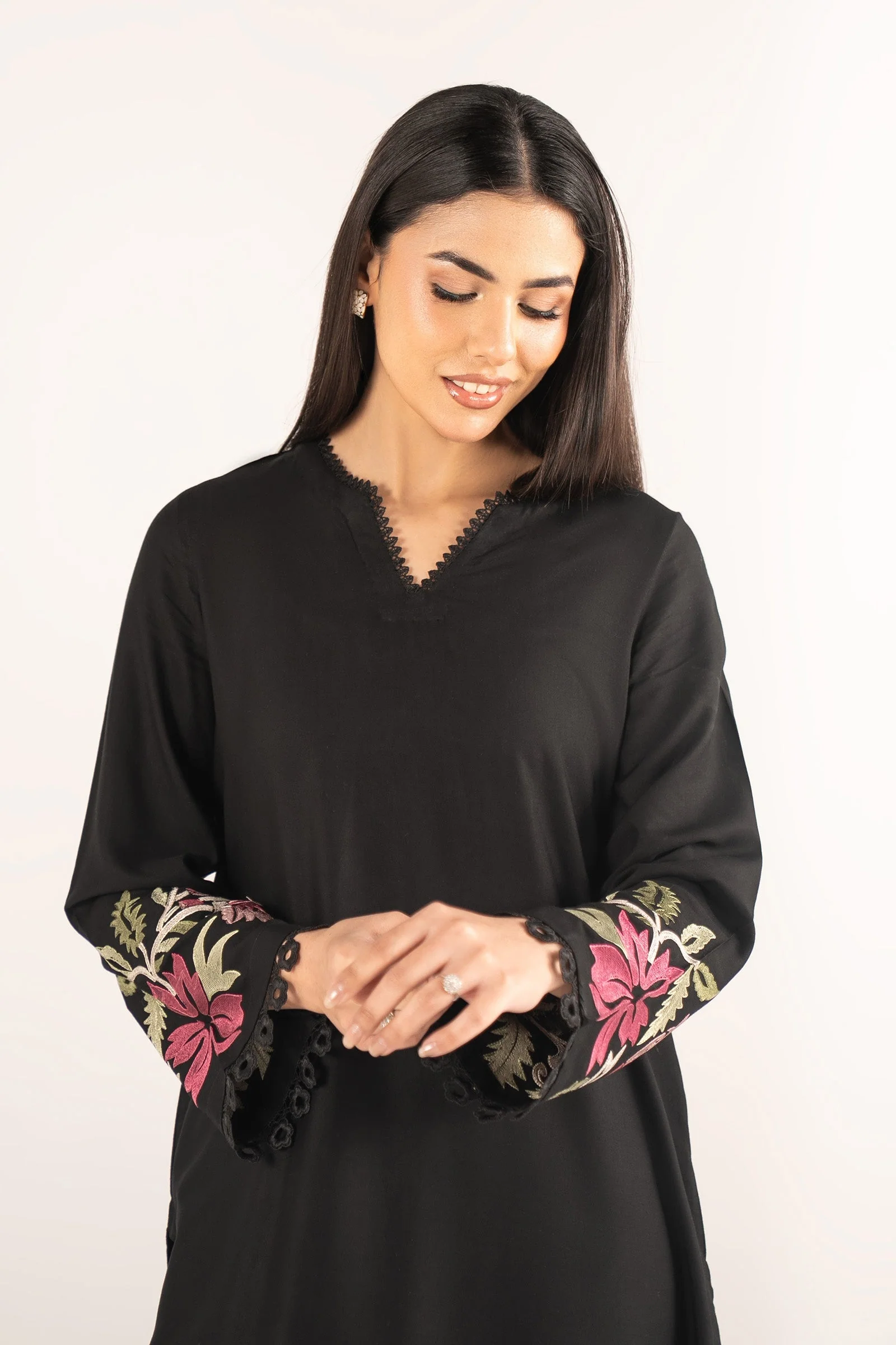 Embroidered Slub Lawn Shirt - Image 2