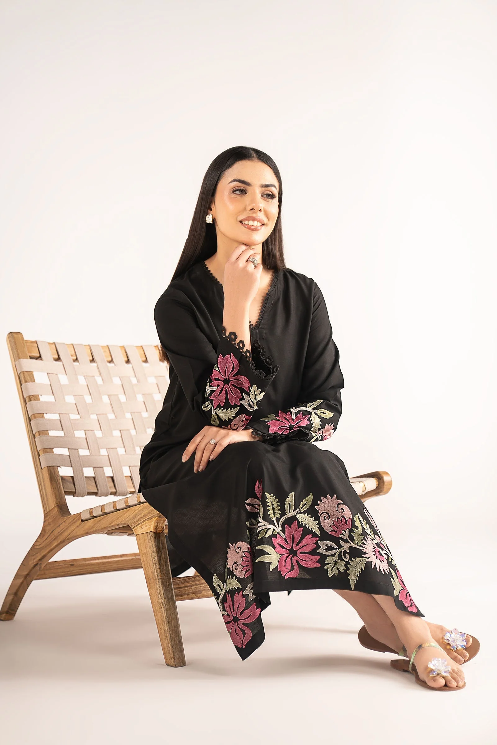 Embroidered Slub Lawn Shirt - Image 3