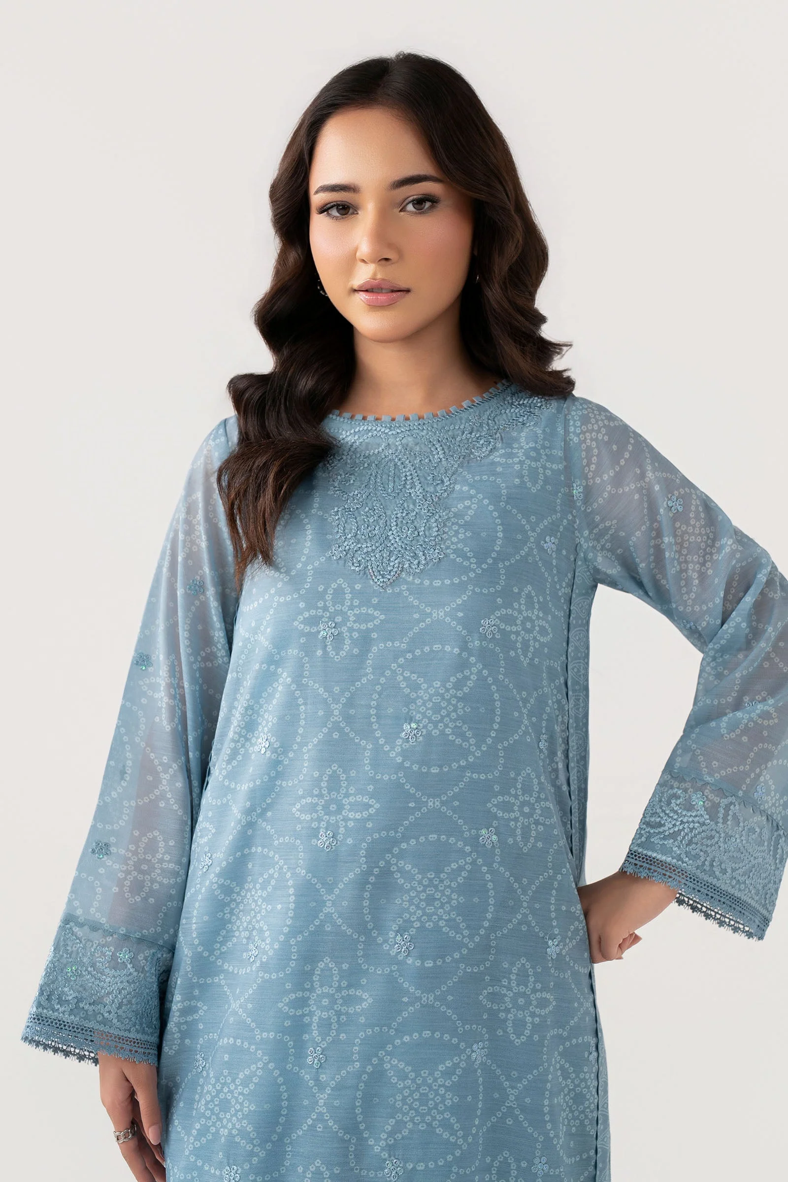 Embroidered Paper Lawn Shirt - Image 3