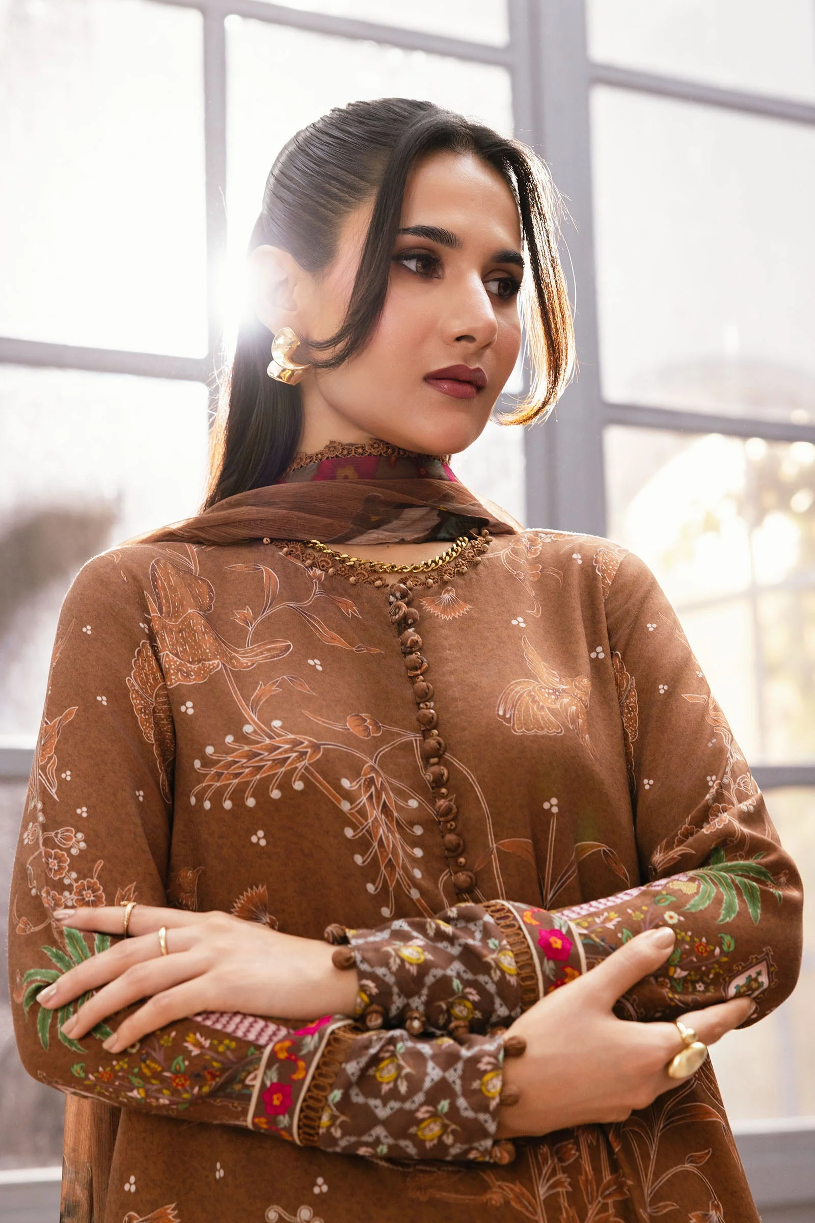 3 Pc Unstitched Printed Marina Twill Suit - Image 2