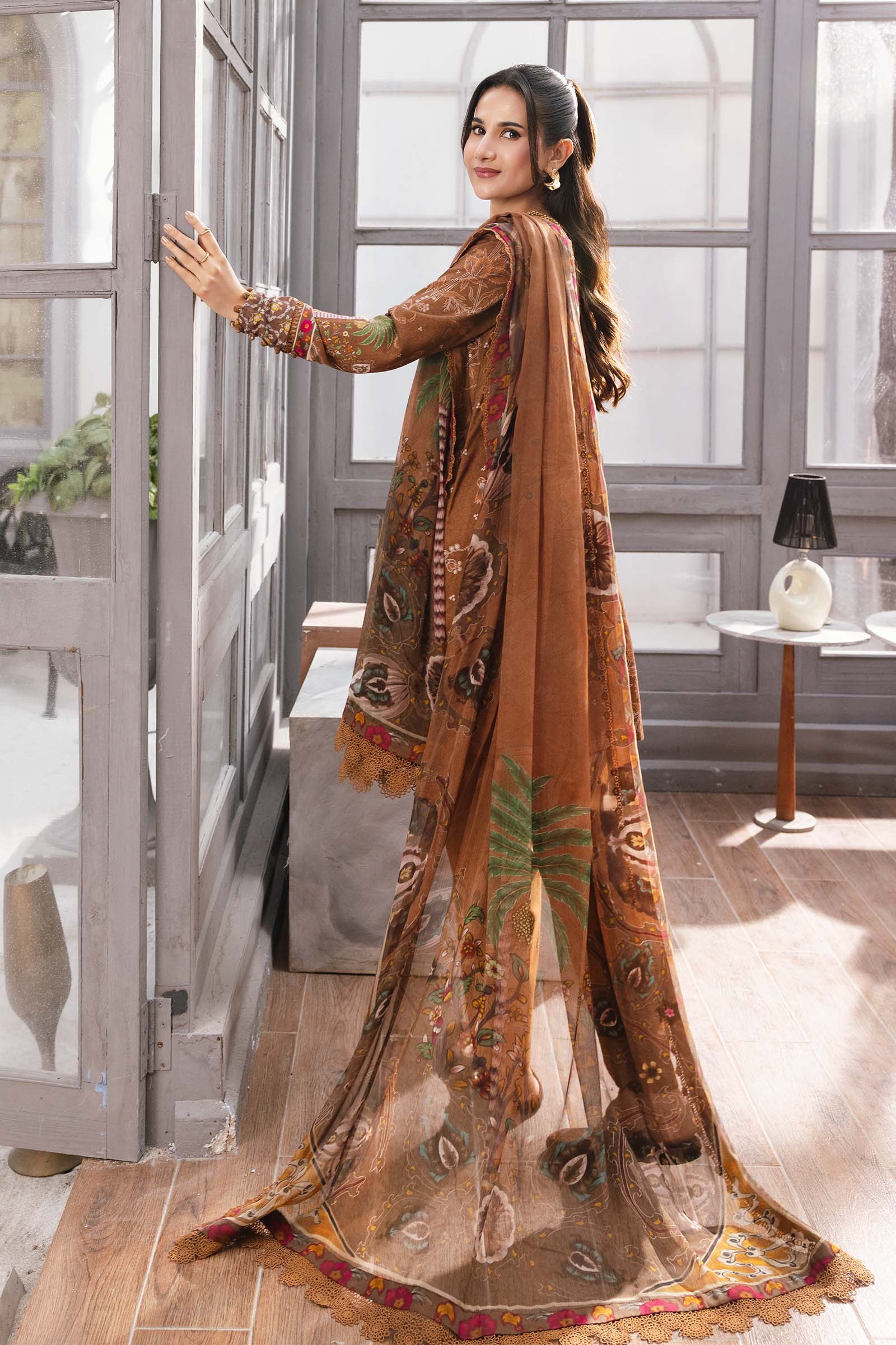 3 Pc Unstitched Printed Marina Twill Suit - Image 4