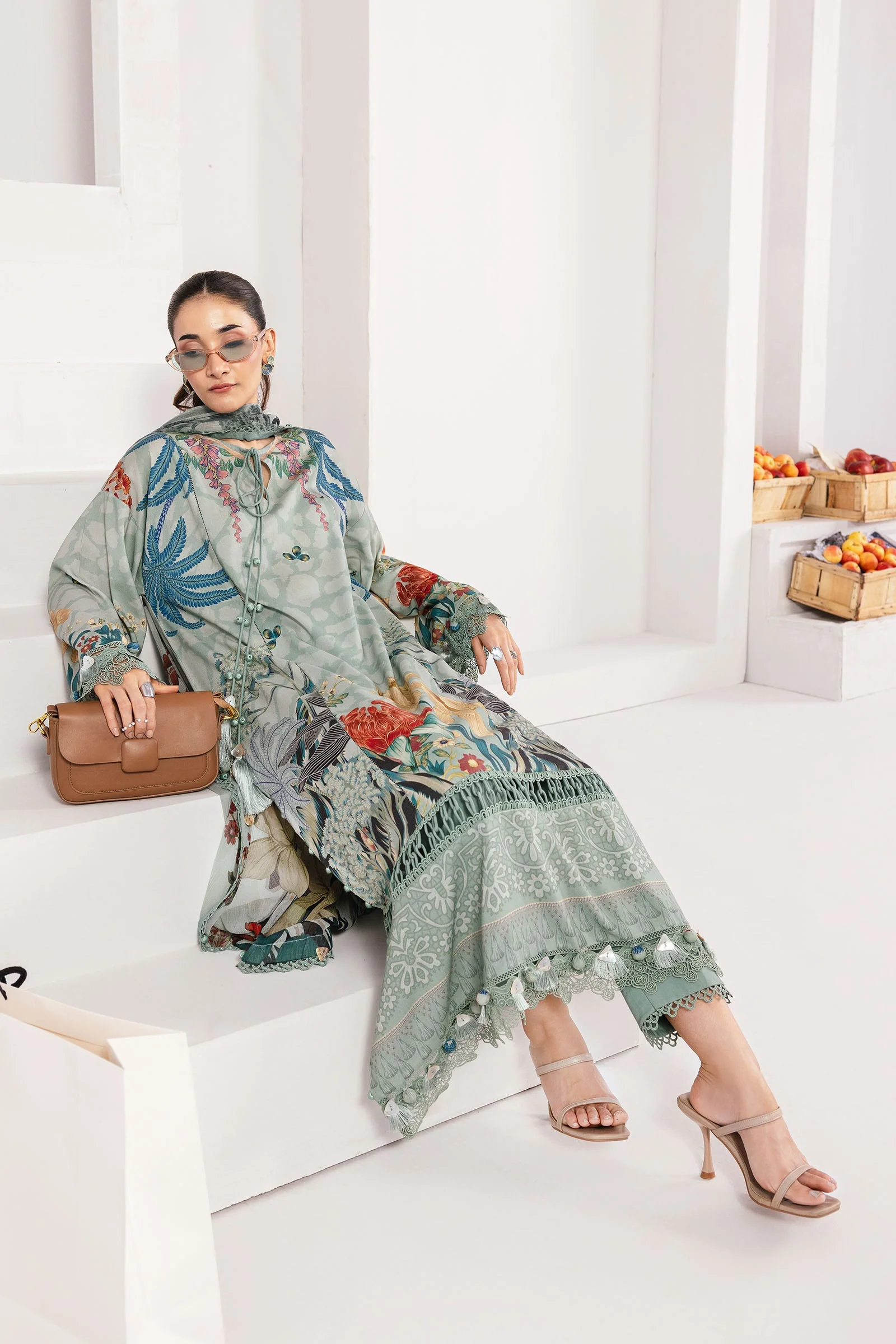 3 Pc Unstitched Printed Linen Suit - Image 4