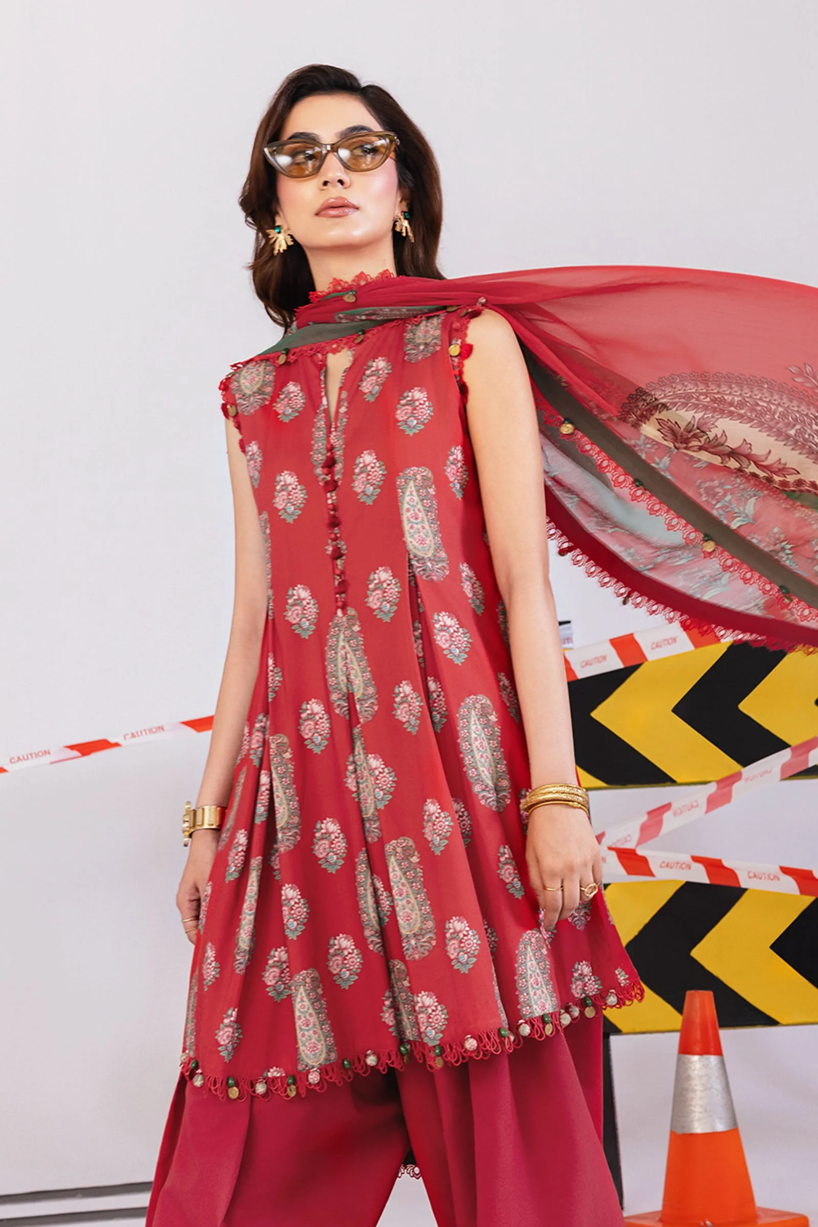 3 Pc Unstitched Printed Linen Suit - Image 2