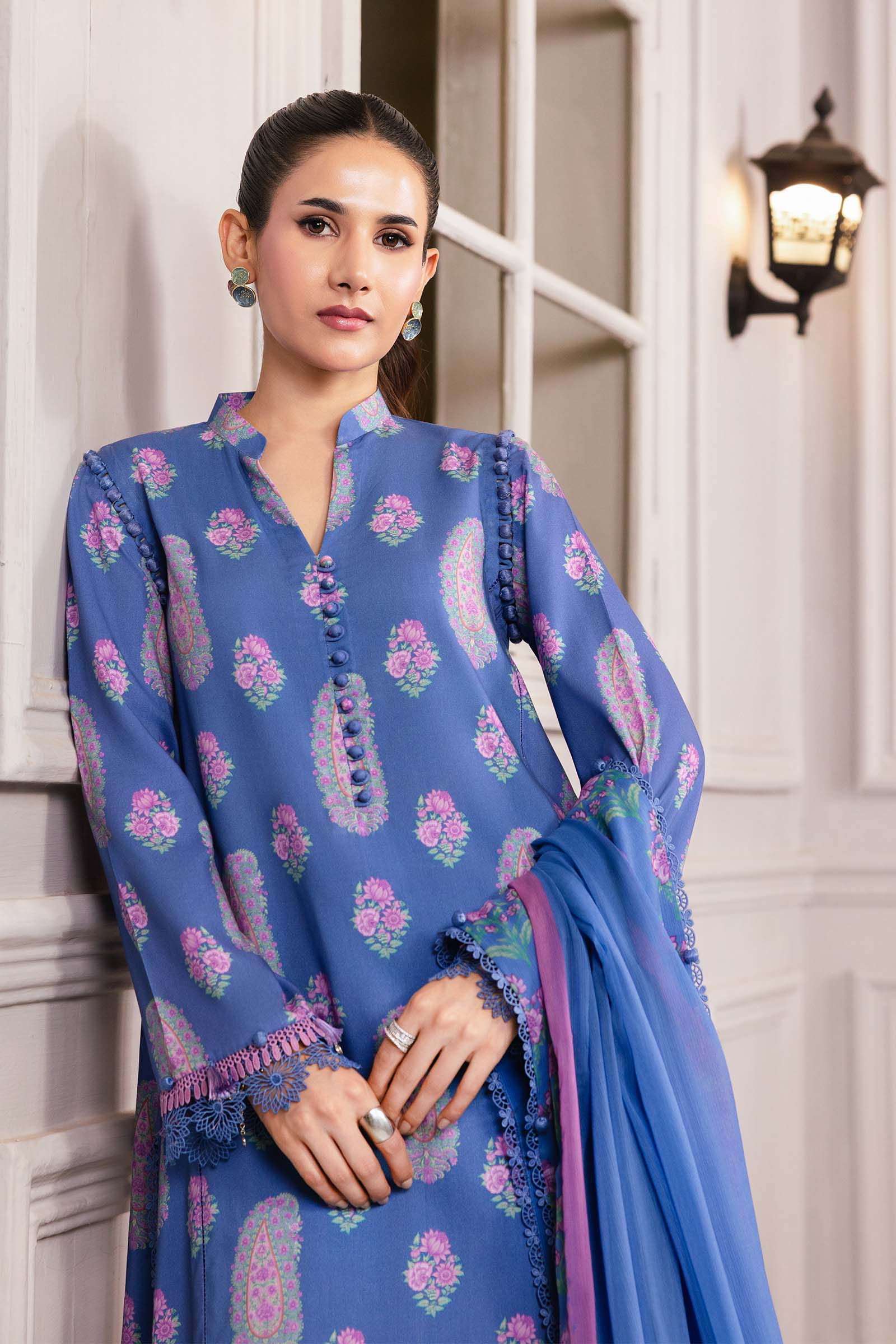 3 Pc Unstitched Printed Linen Suit - Image 4