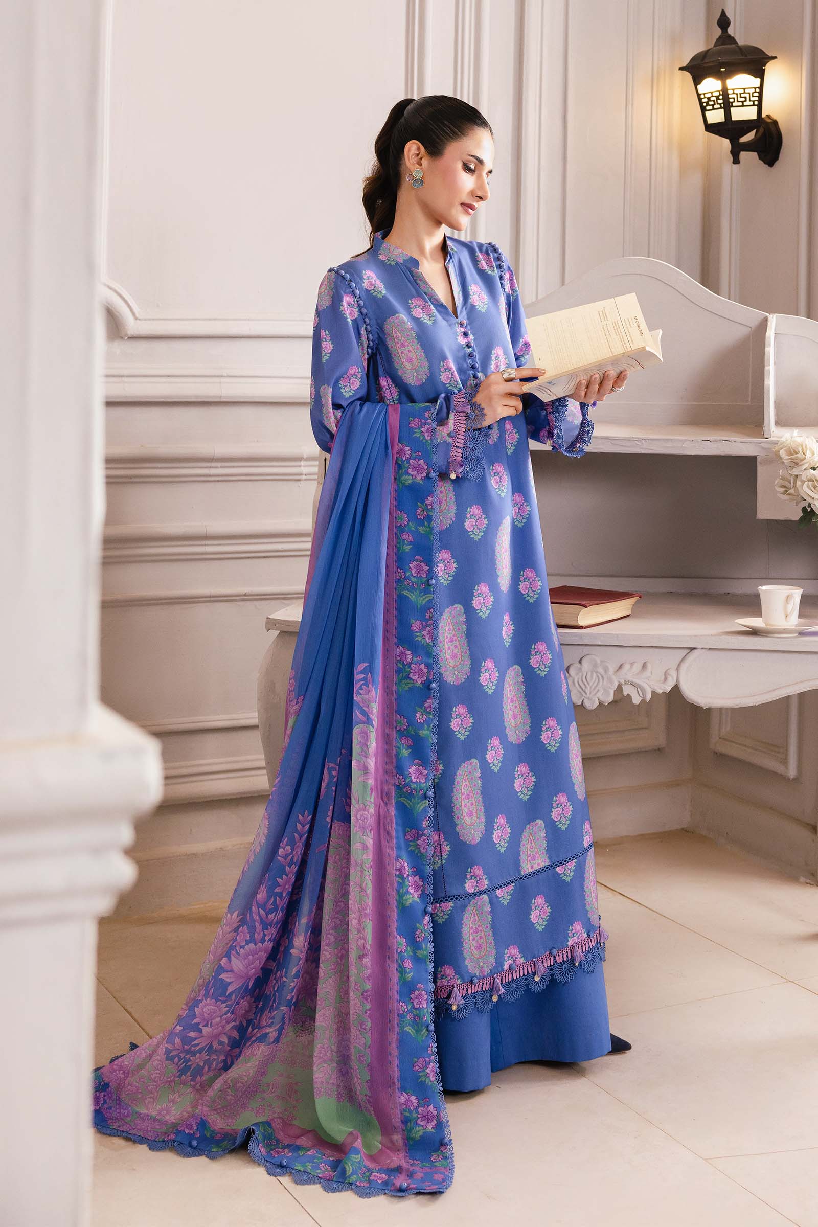 3 Pc Unstitched Printed Linen Suit - Image 6