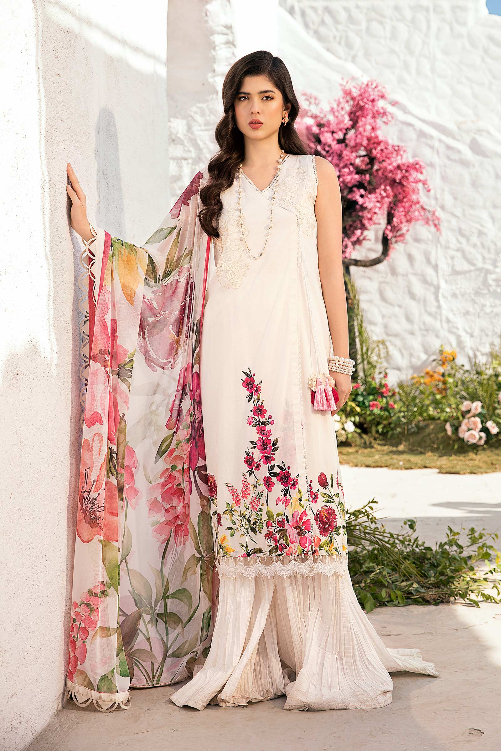3 Pc Unstitched Embroidered Lawn Suit | MB-CUS25-701B