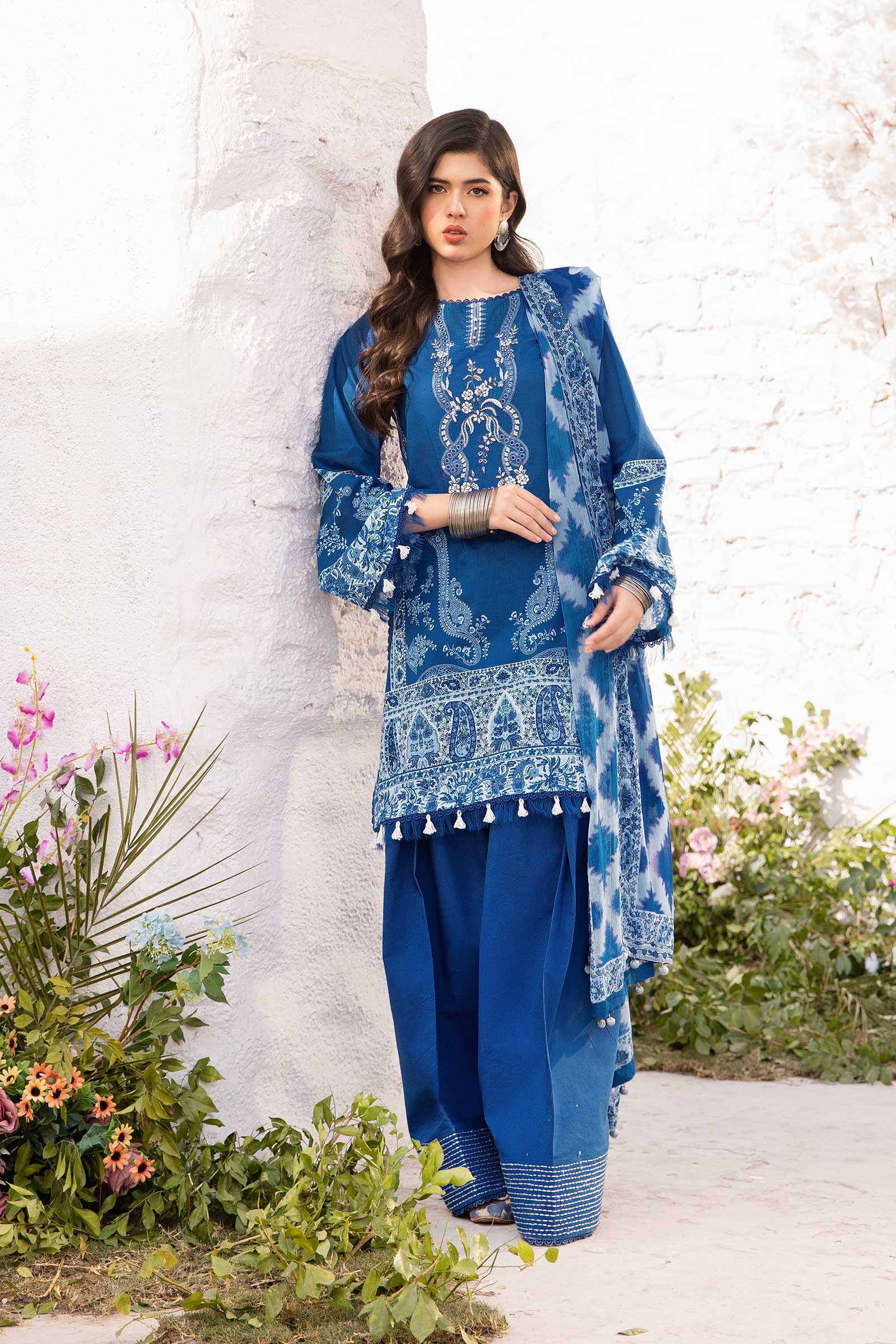 3 Pc Unstitched Embroidered Lawn Suit | MB-CUS25-703B - Image 3