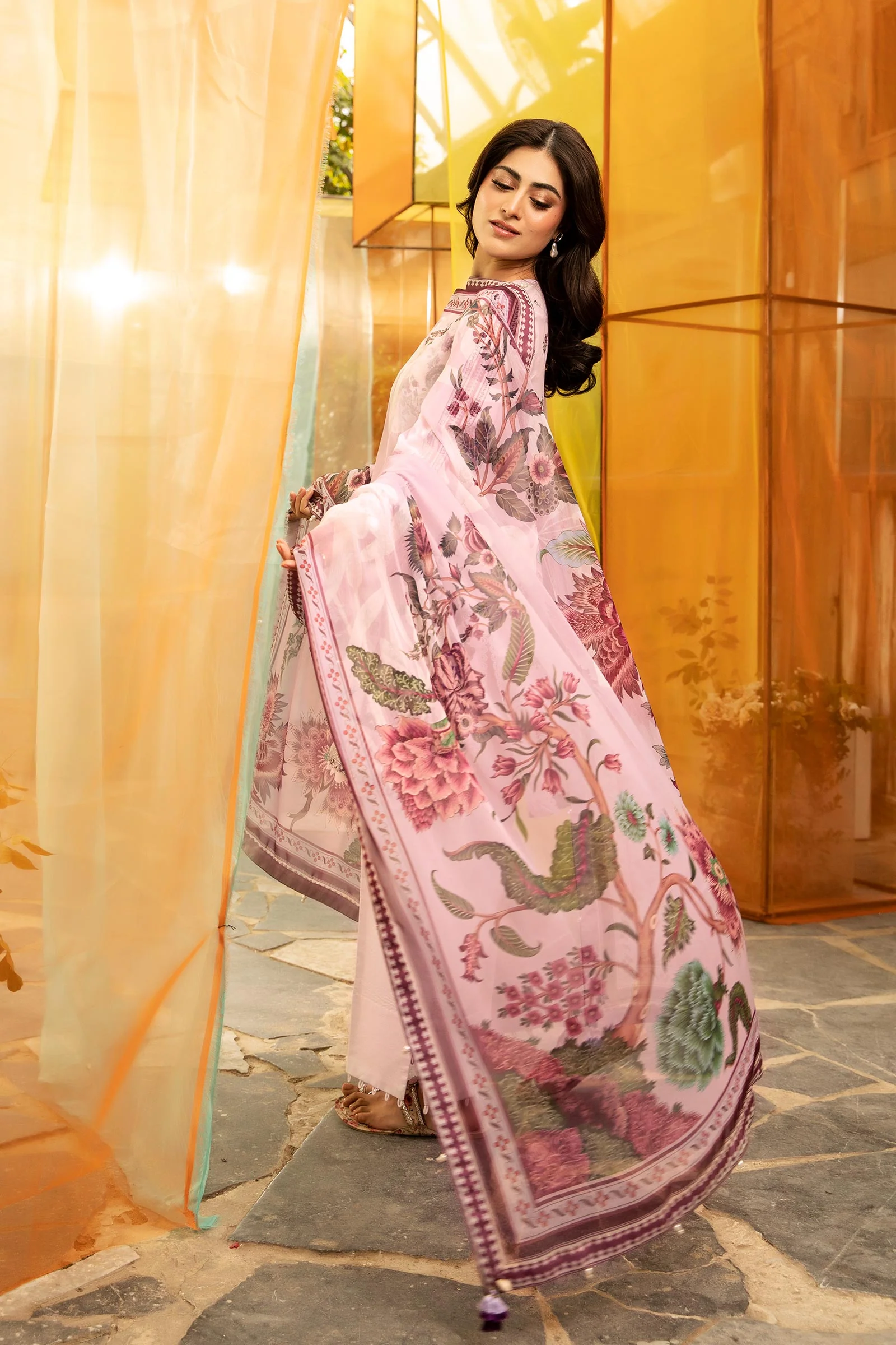 3 Pc Unstitched Embroidered Lawn Suit | MB-CUS25-705B - Image 5