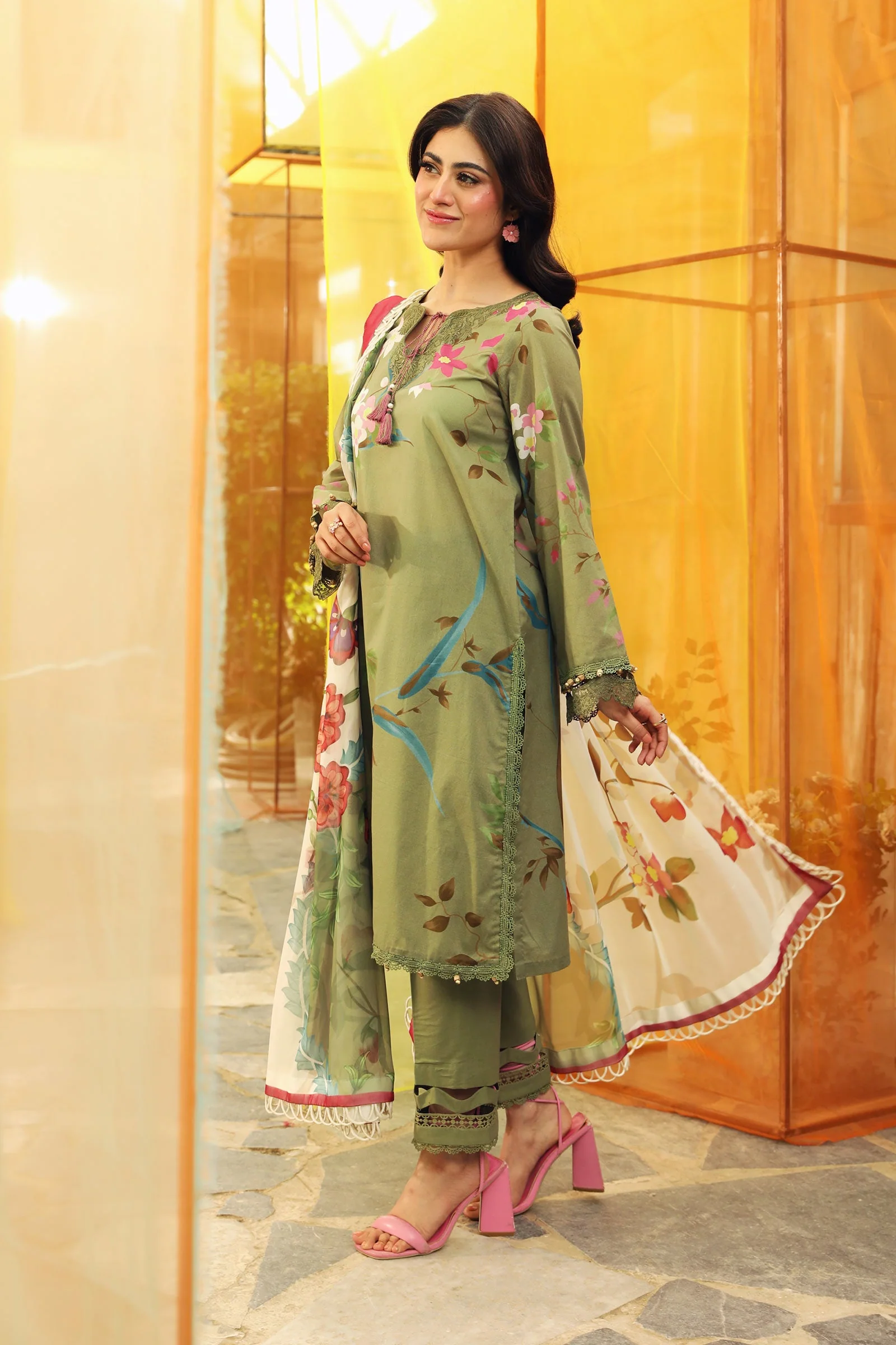 3 Pc Unstitched Embroidered Lawn Suit | MB-CUS25-707A - Image 5
