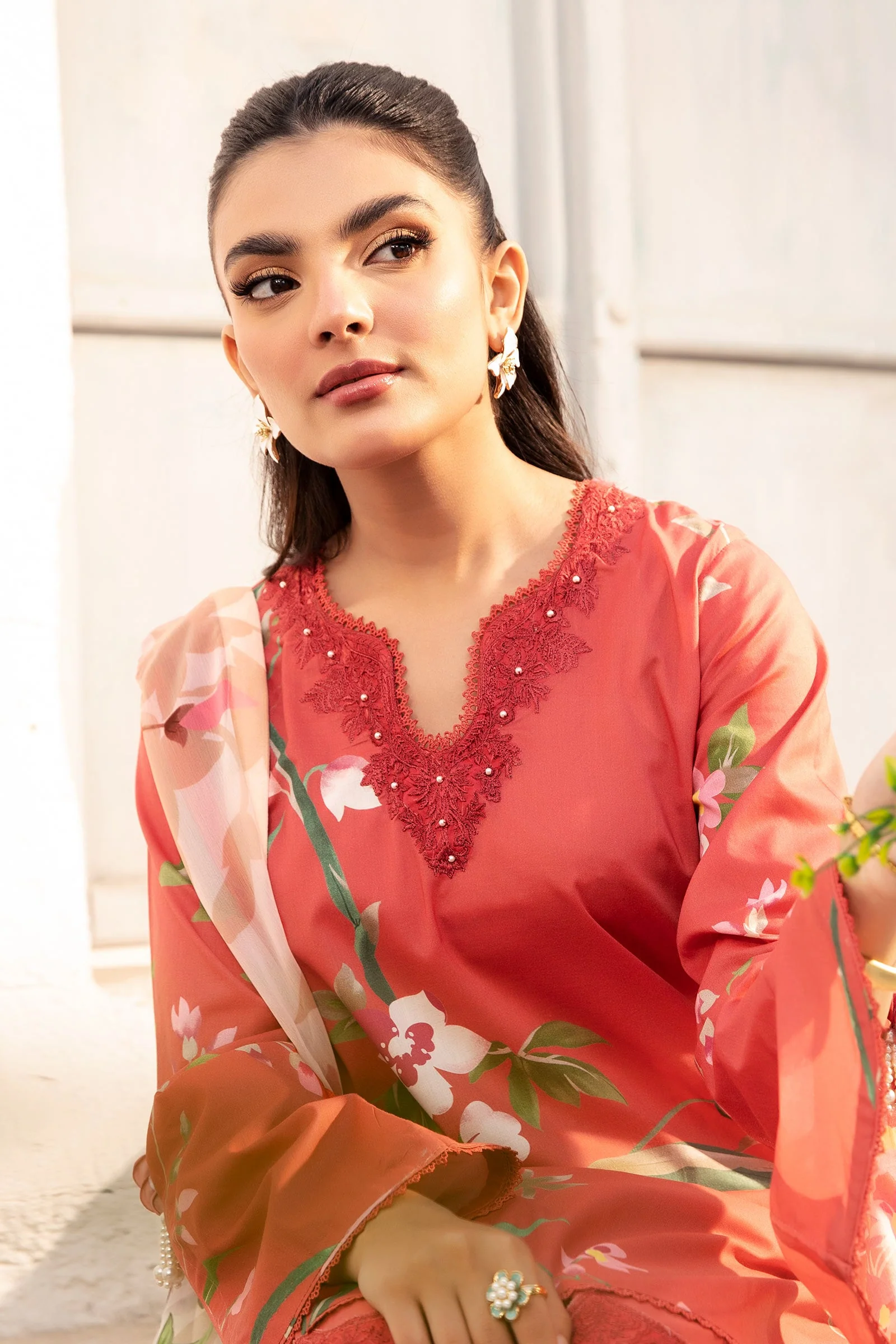 3 Pc Unstitched Embroidered Lawn Suit | MB-CUS25-707B - Image 2