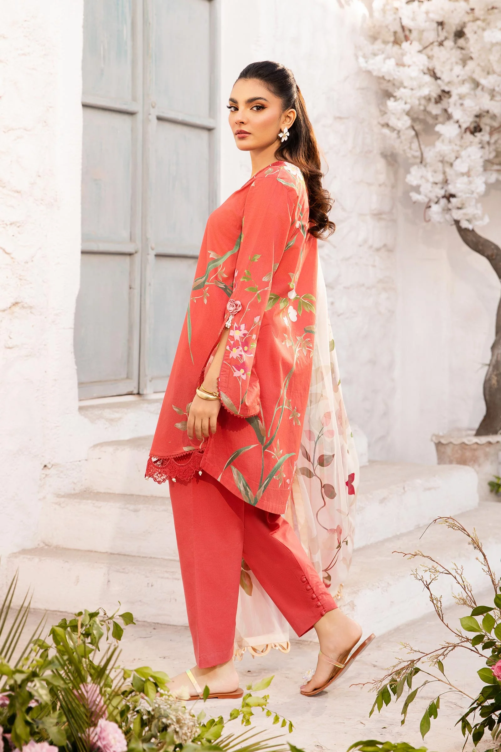 3 Pc Unstitched Embroidered Lawn Suit | MB-CUS25-707B - Image 4