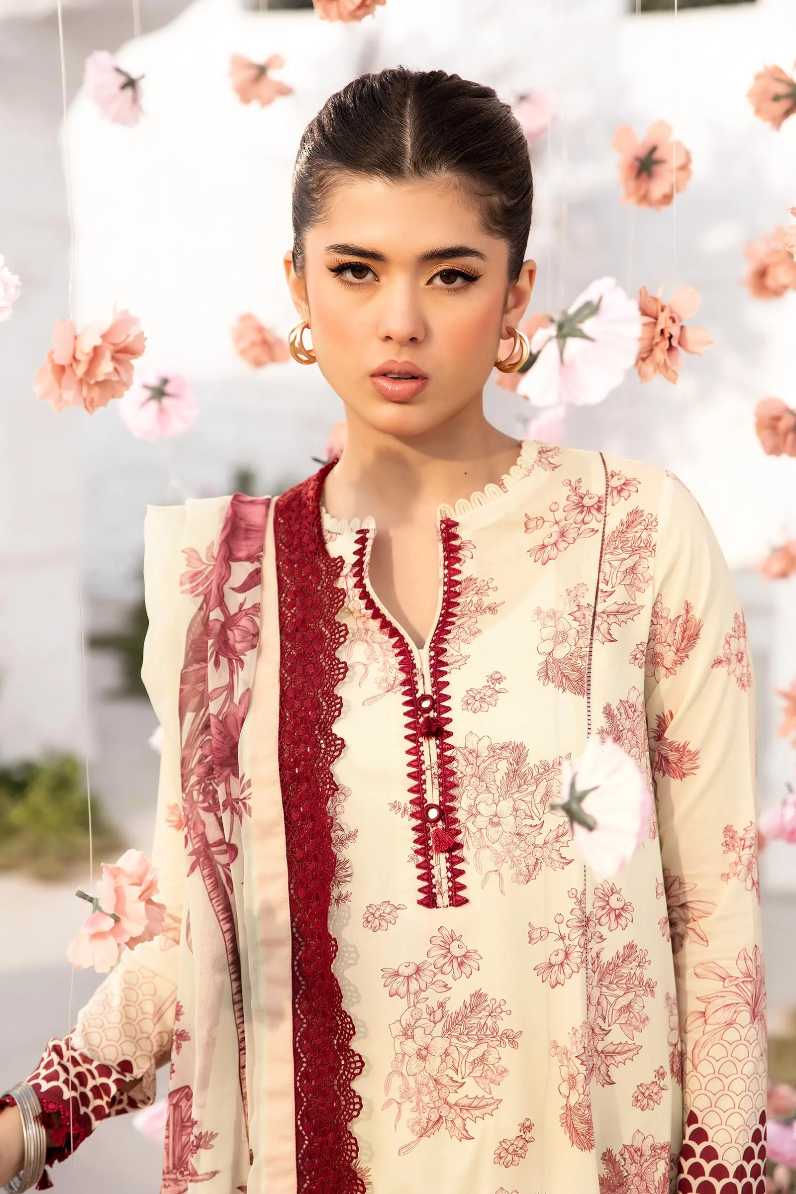 3 Pc Unstitched Embroidered Lawn Suit | MB-CUS25-708A - Image 2