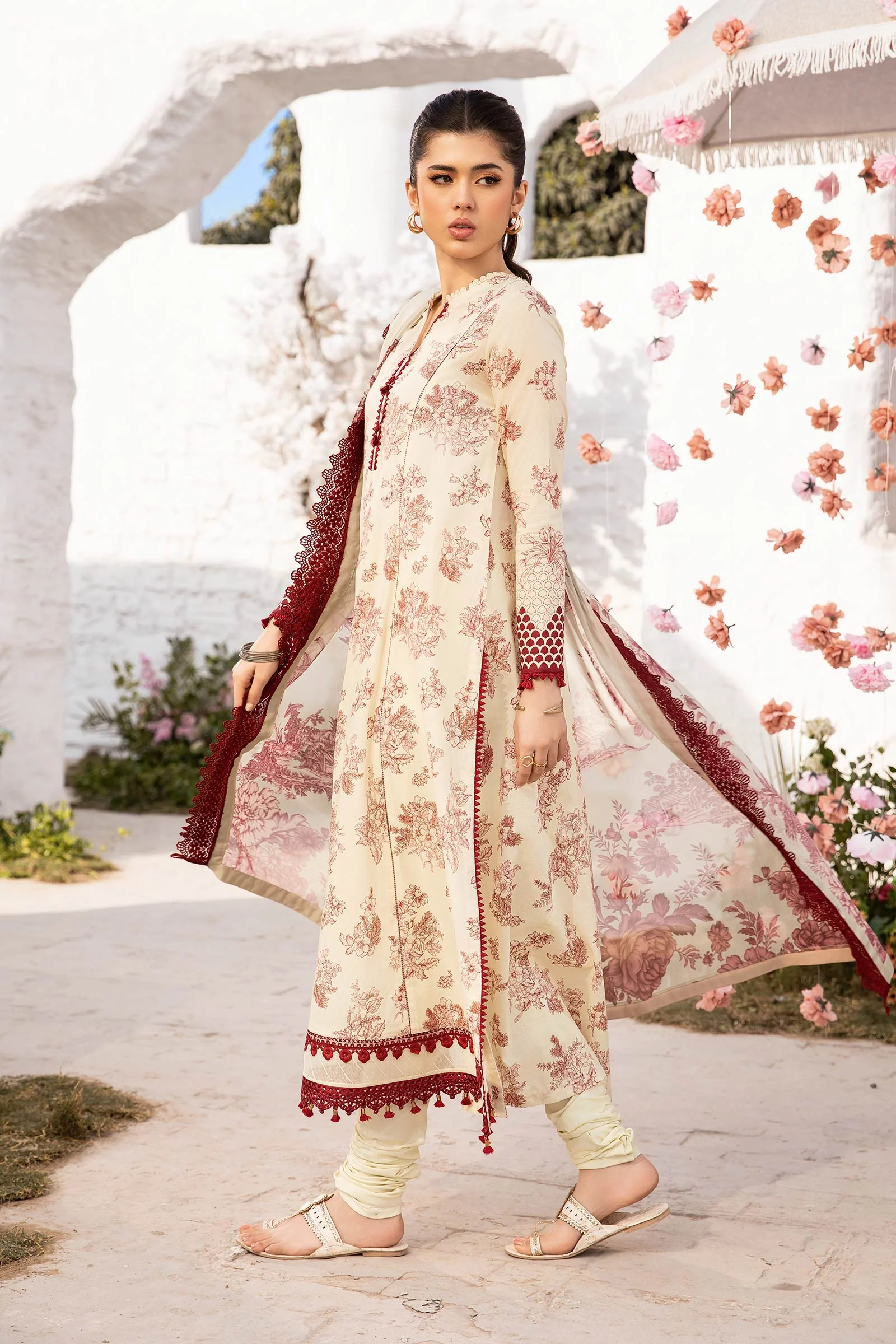 3 Pc Unstitched Embroidered Lawn Suit | MB-CUS25-708A - Image 4