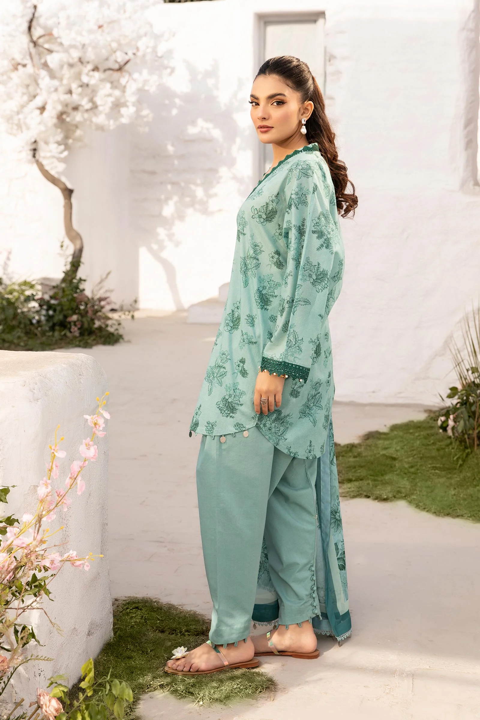 3 Pc Unstitched Embroidered Lawn Suit | MB-CUS25-708B - Image 4