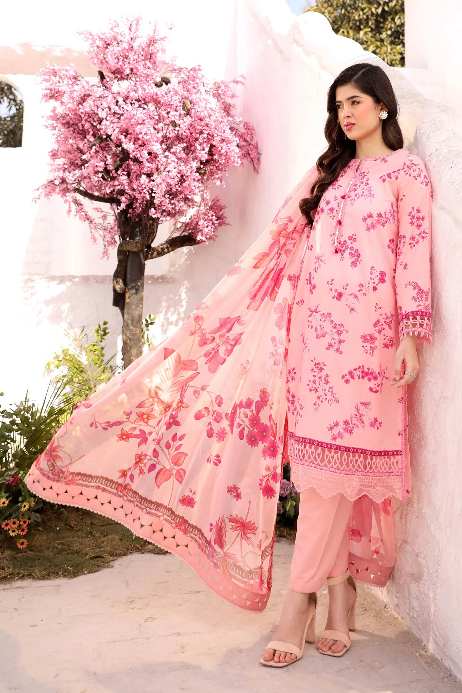 3 Pc Unstitched Embroidered Lawn Suit | MB-CUS25-709A - Image 3