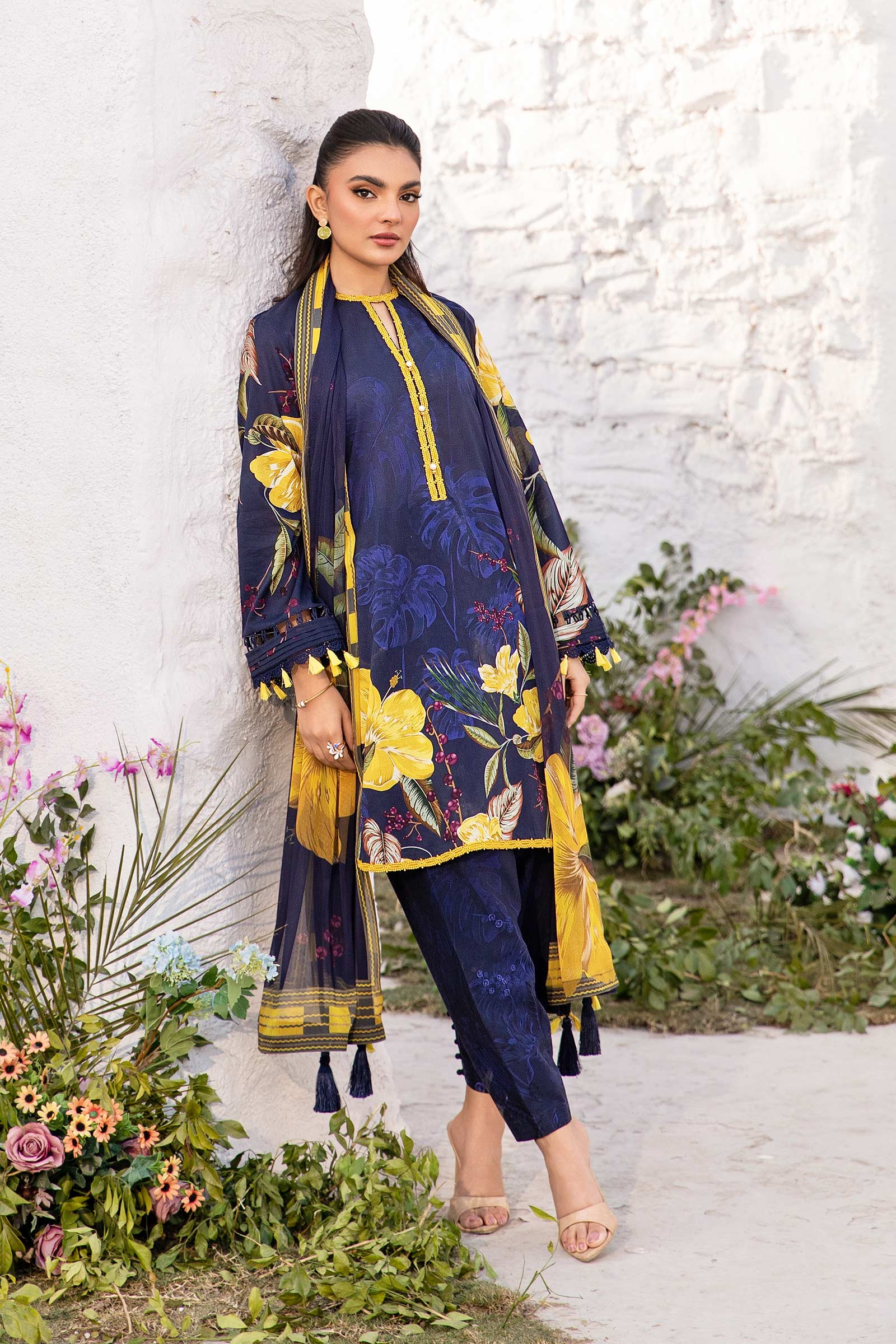 3 Pc Unstitched Embroidered Lawn Suit | MB-CUS25-710B - Image 3