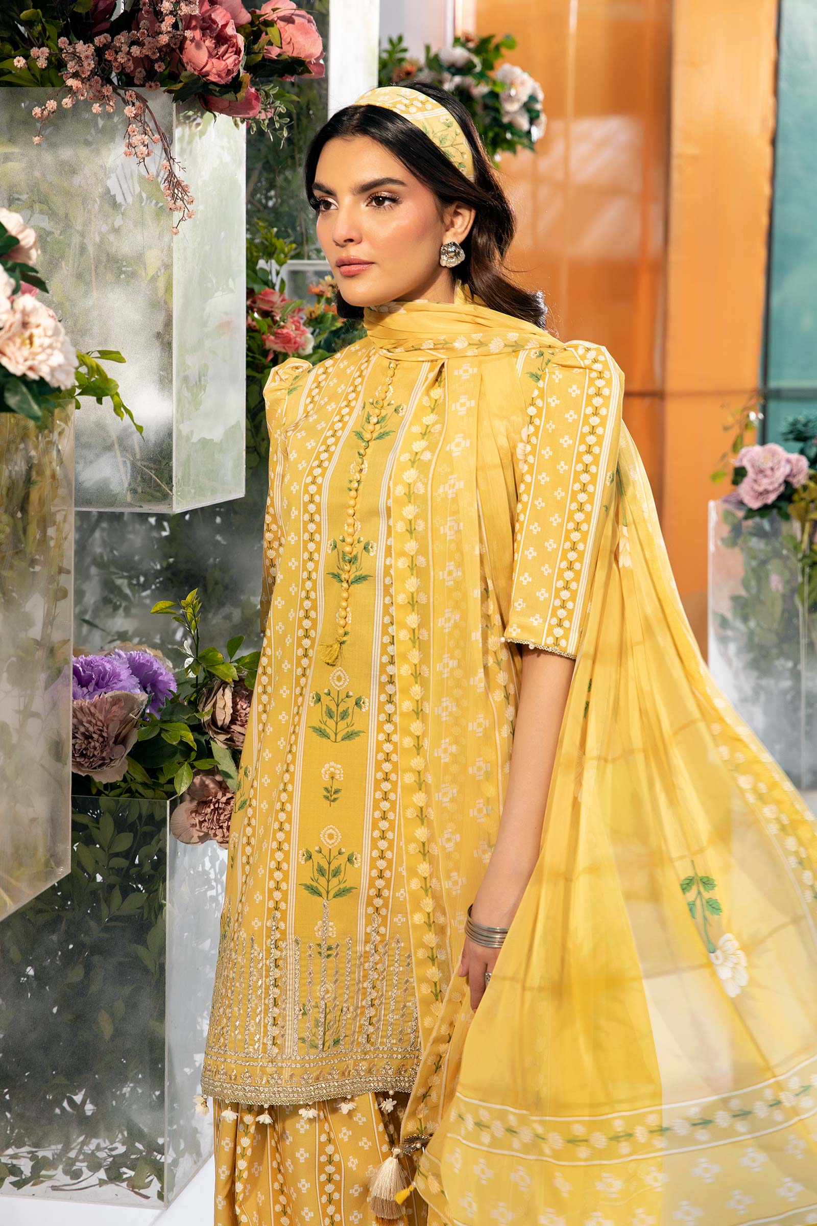 3 Pc Unstitched Embroidered Lawn Suit | MB-CUS25-711A - Image 3