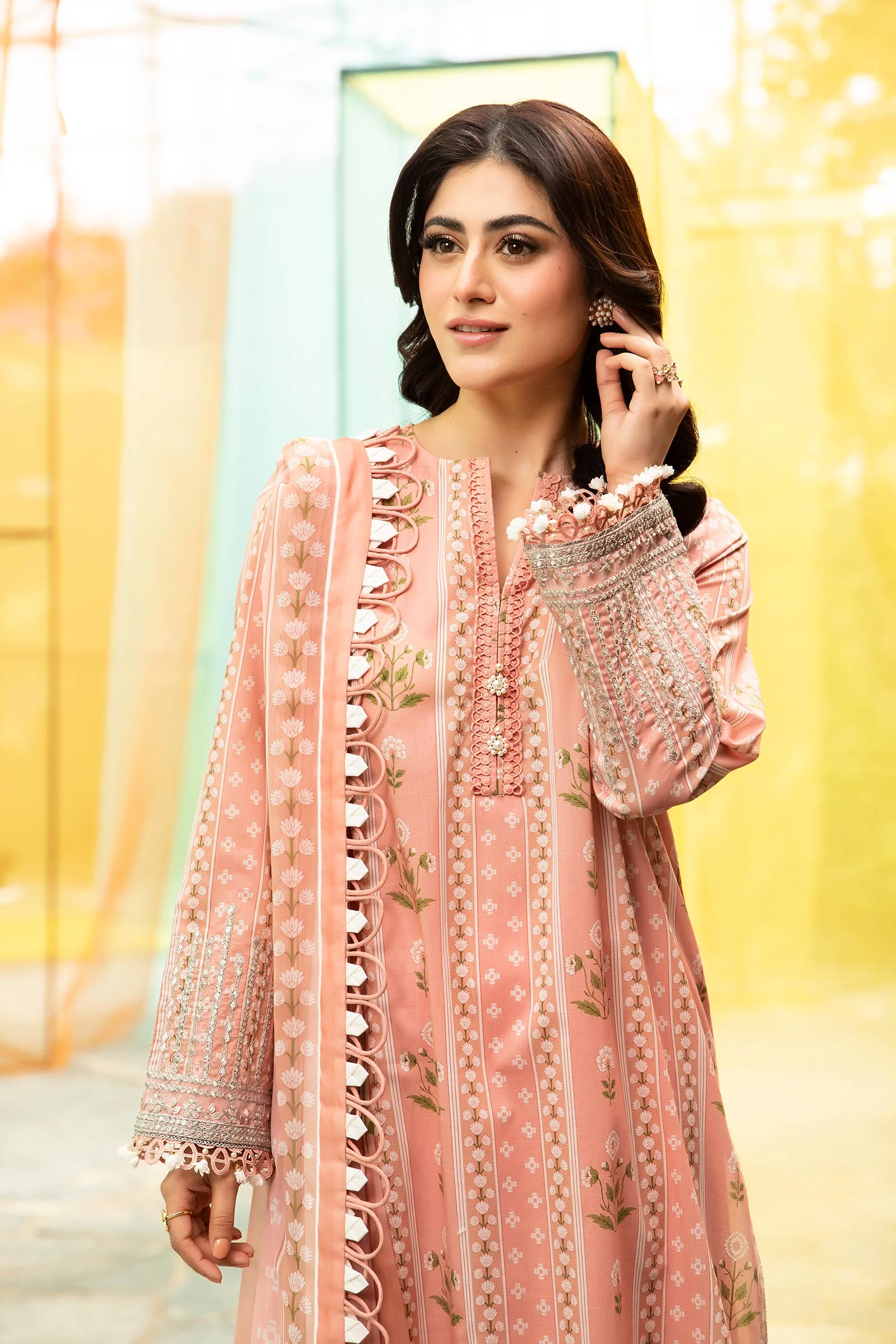 3 Pc Unstitched Embroidered Lawn Suit | MB-CUS25-711B - Image 2