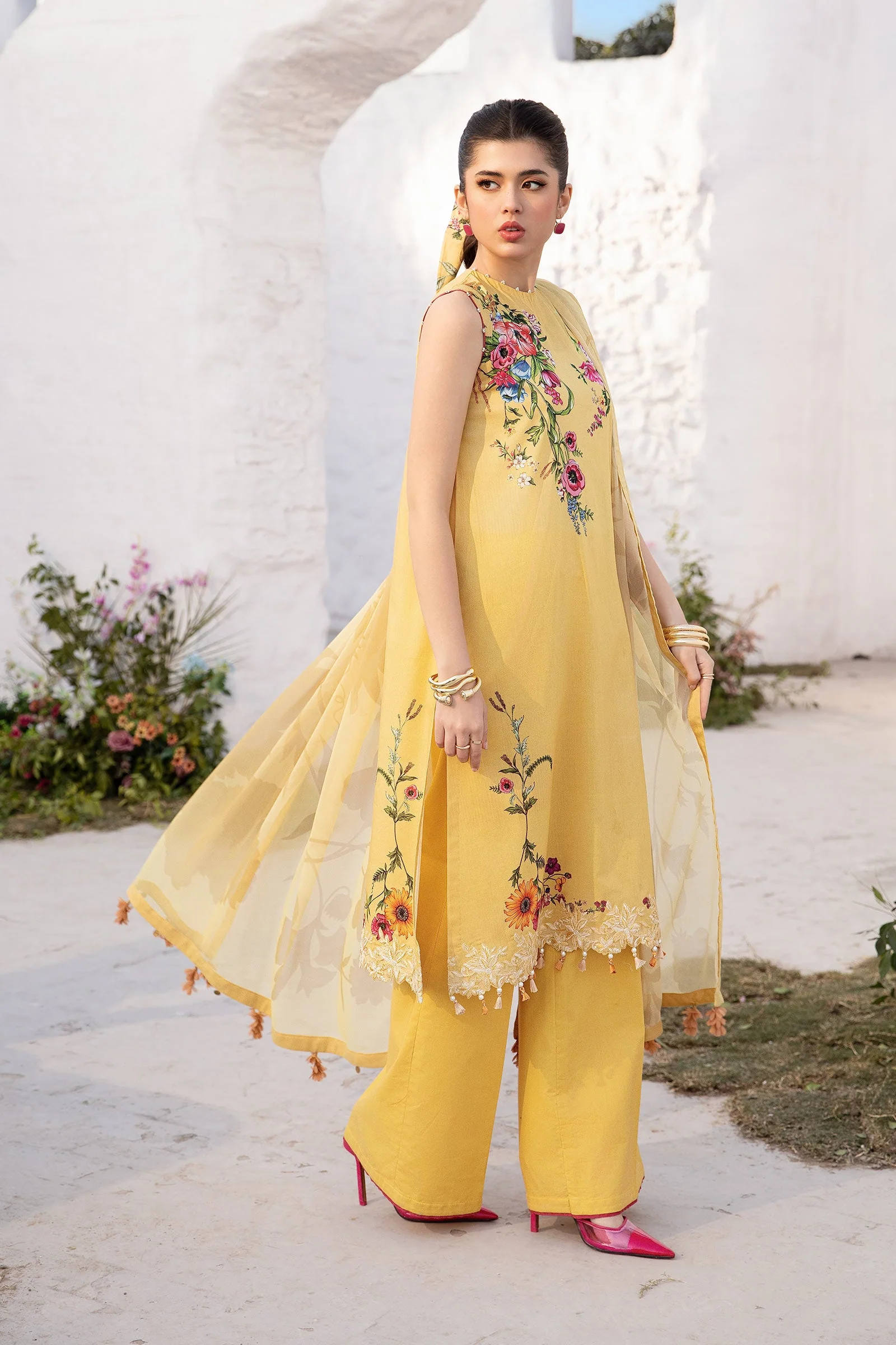 3 Pc Unstitched Embroidered Lawn Suit | MB-CUS25-712A - Image 4
