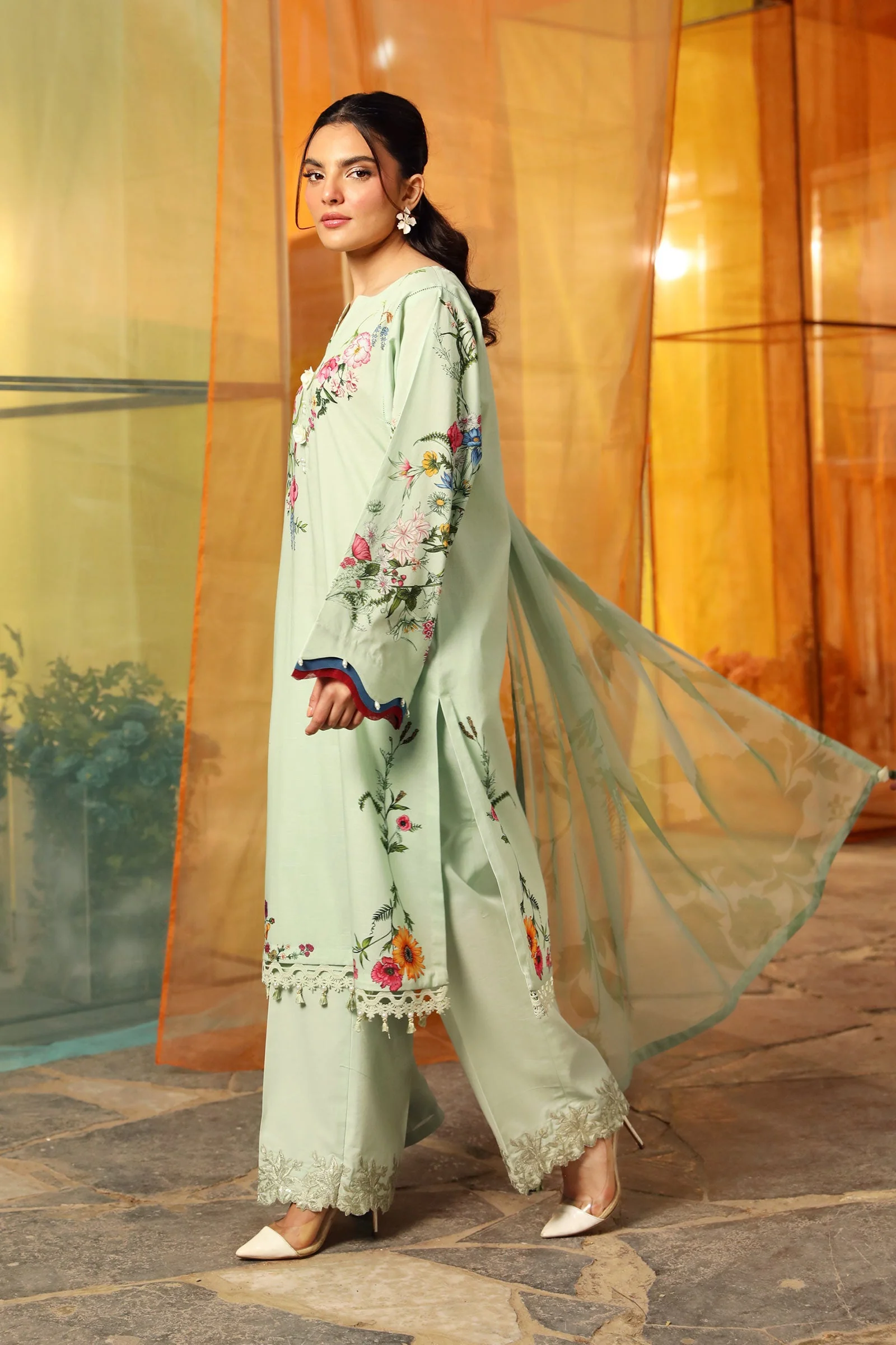 3 Pc Unstitched Embroidered Lawn Suit | MB-CUS25-712B - Image 4