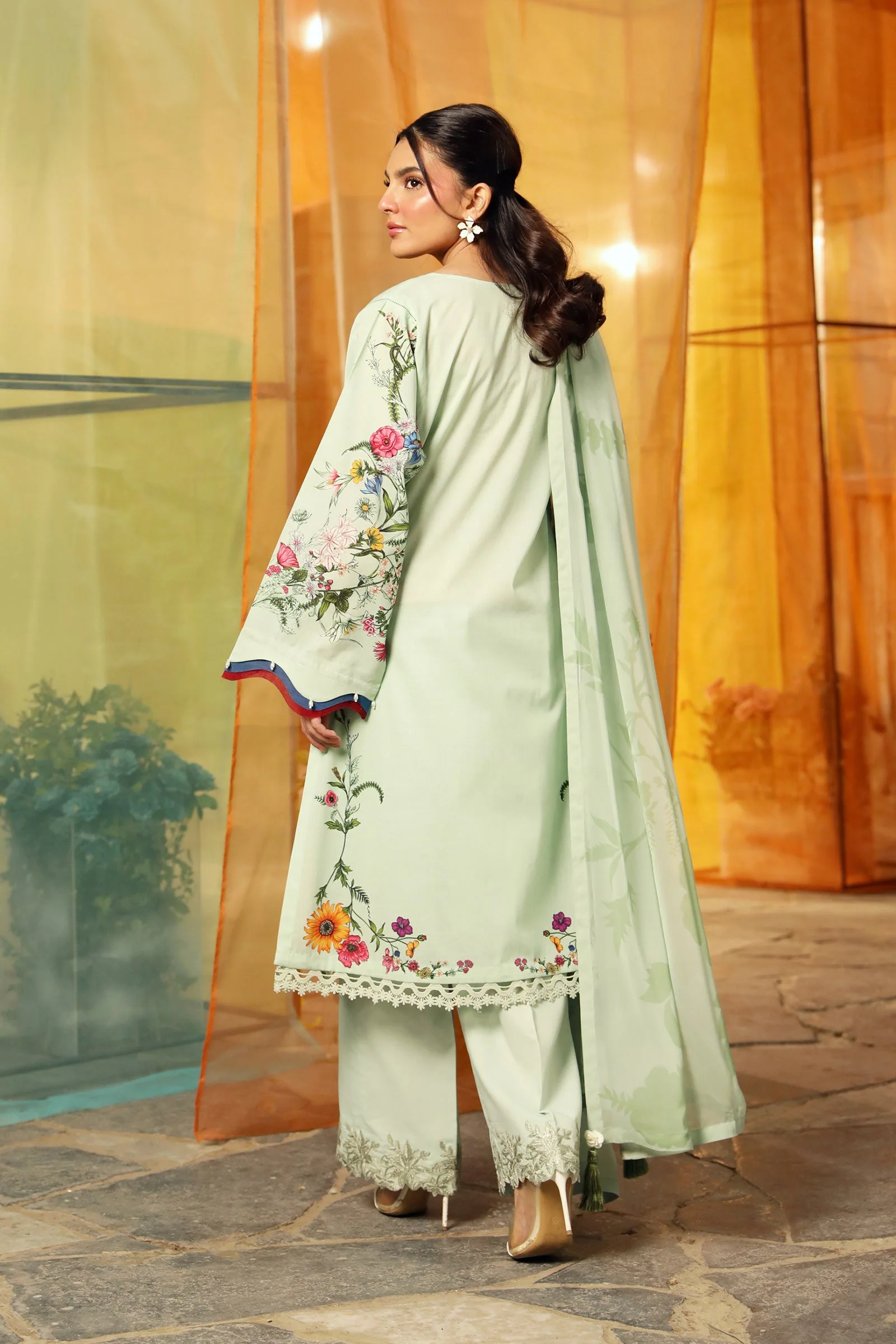 3 Pc Unstitched Embroidered Lawn Suit | MB-CUS25-712B - Image 5