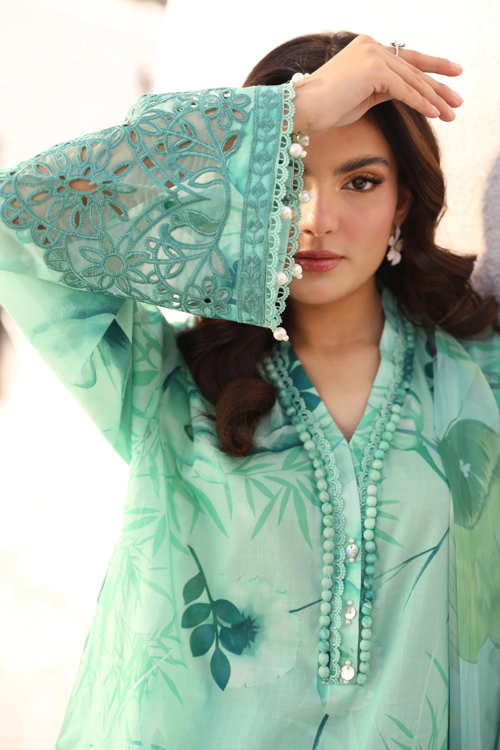 3 Pc Unstitched Embroidered Lawn Suit | MB-CUS25-713A - Image 4