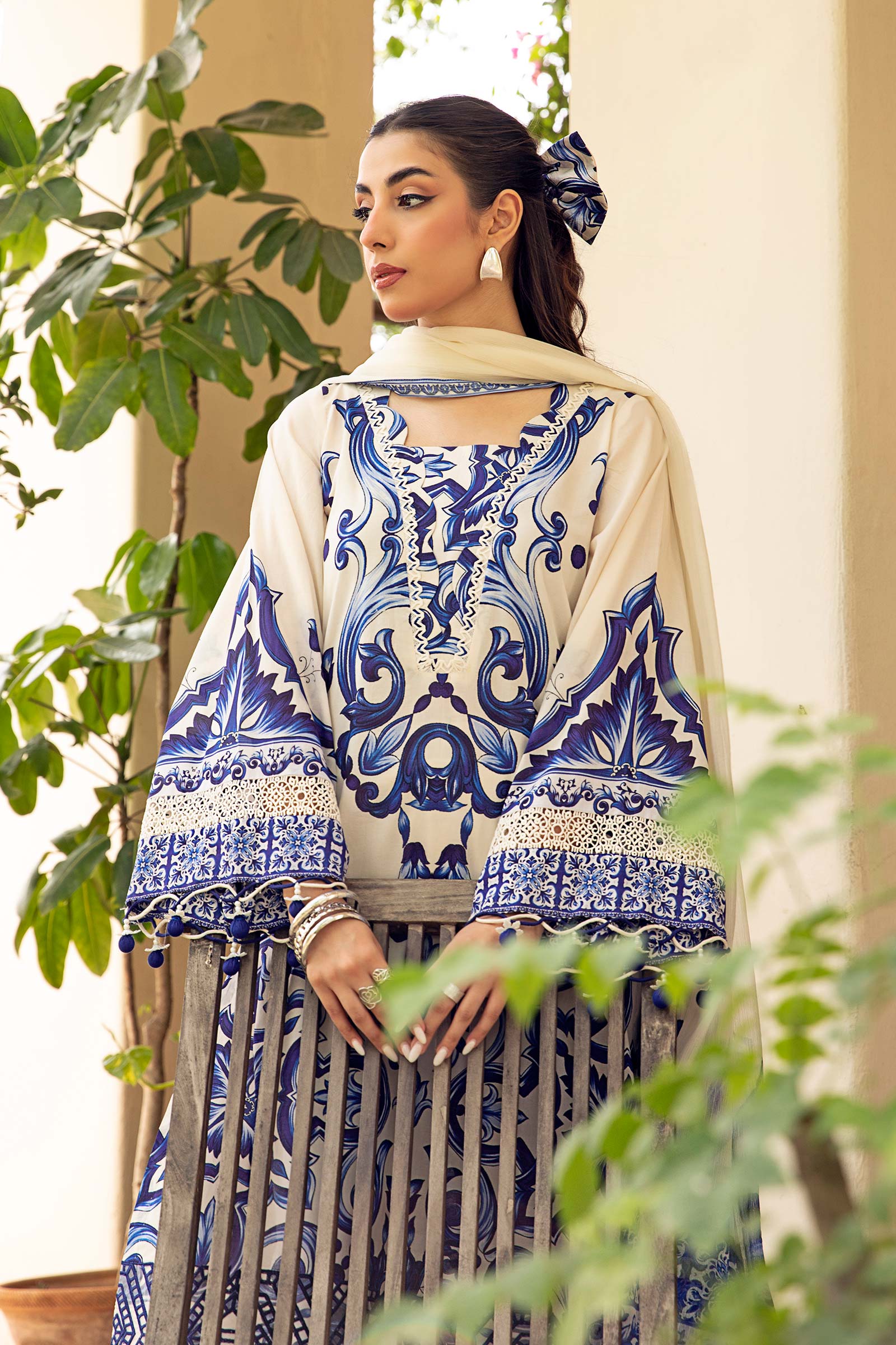 3 Pc Unstitched Embroidered Lawn Suit | MB-CUS25-904A - Image 2