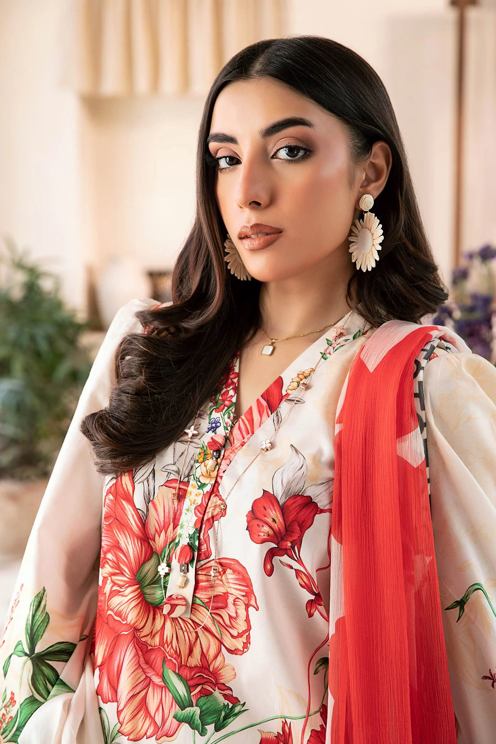 3 Pc Unstitched Embroidered Lawn Suit | MB-CUS25-907B - Image 2