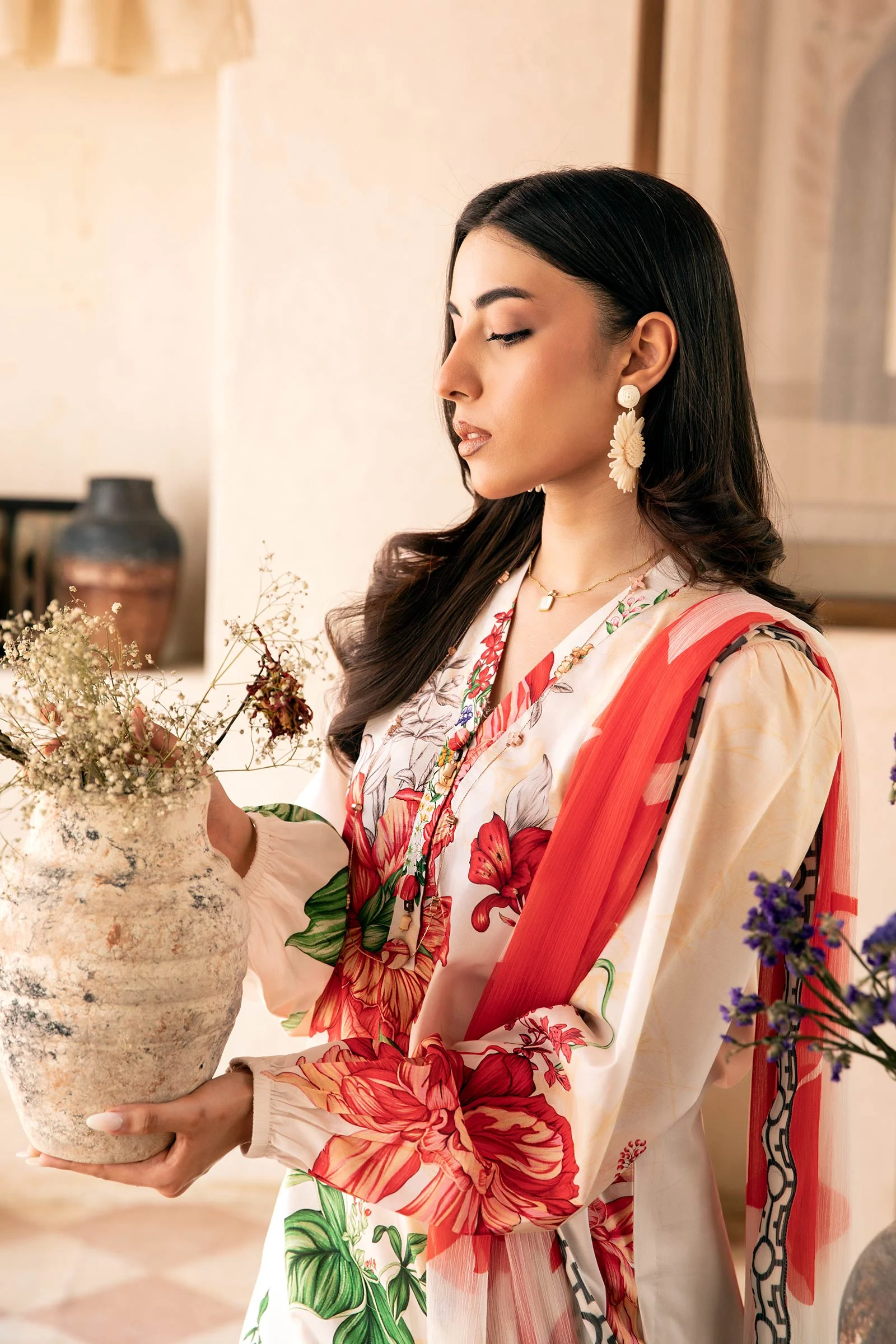 3 Pc Unstitched Embroidered Lawn Suit | MB-CUS25-907B - Image 3