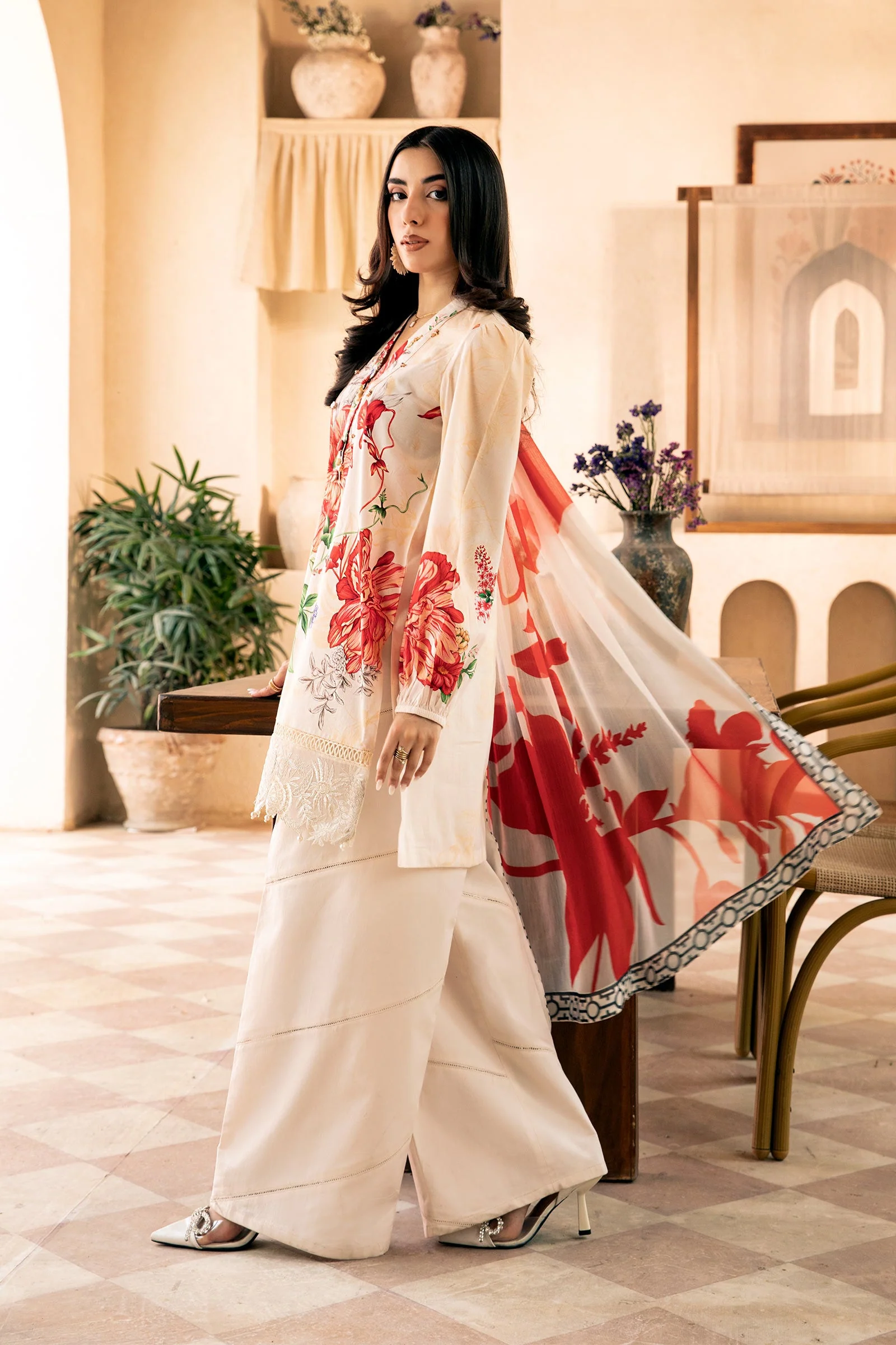 3 Pc Unstitched Embroidered Lawn Suit | MB-CUS25-907B - Image 4